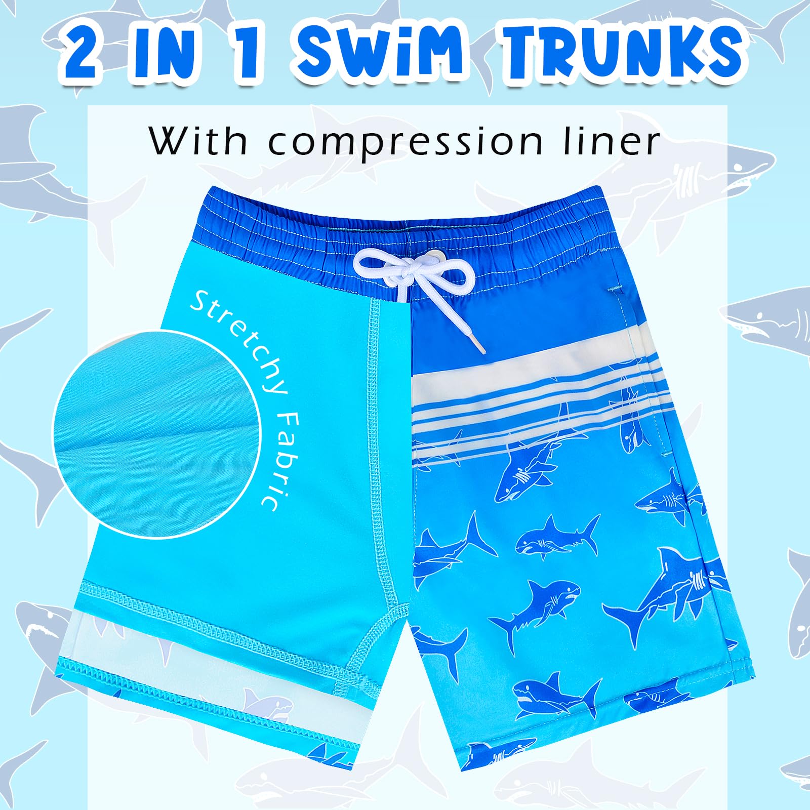 **Boys Swim Trunks with Compression Liner - Quick Dry Bathing Suits for Youth & Teens (Ages 7-16) - Perfect for Swimming, Beach, and Pool Activities**
