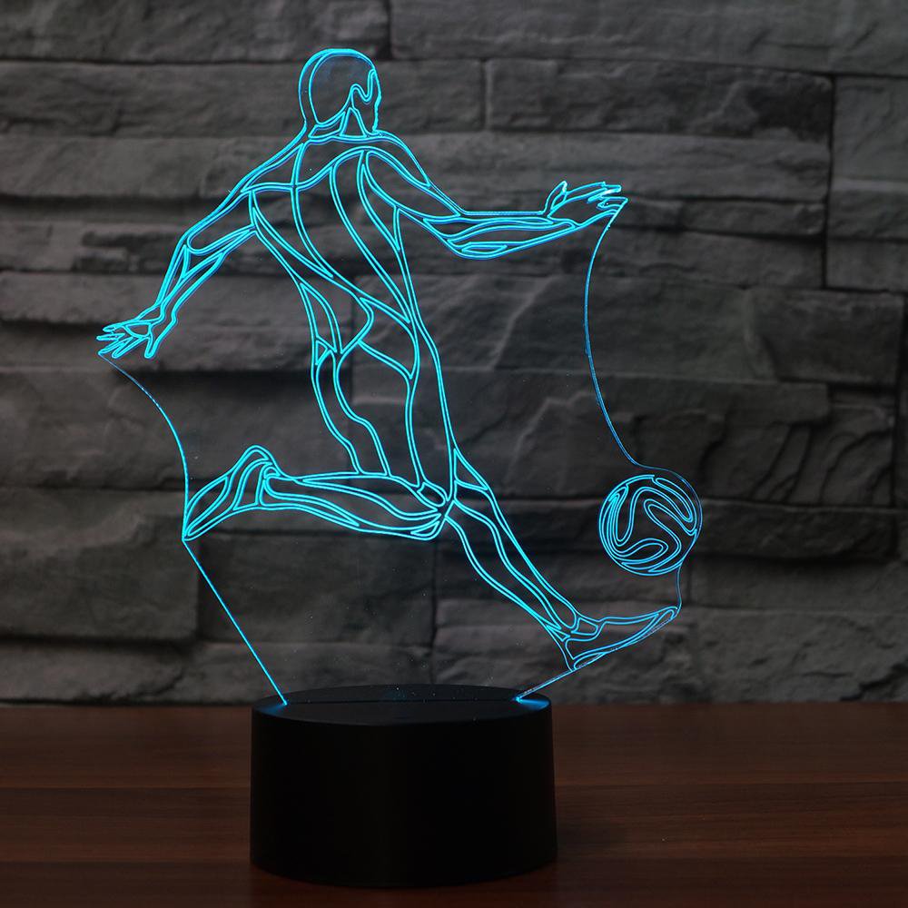 3D Soccer Night Light with Touch Switch - 7 Color Changing LED Table Lamp for Kids Room, Desk Decor, Birthday Gift, Christmas Home Decoration, Optical Illusion Lamp for Children's Bedroom & Playroom