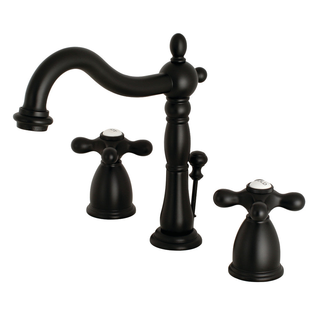 Kingston Brass KB1970AX Heritage Widespread Bathroom Faucet with Brass Pop Up - Elegant Vintage Style for Modern Bathrooms | Perfect for Master Bath, Guest Bath & Powder Room Renovations