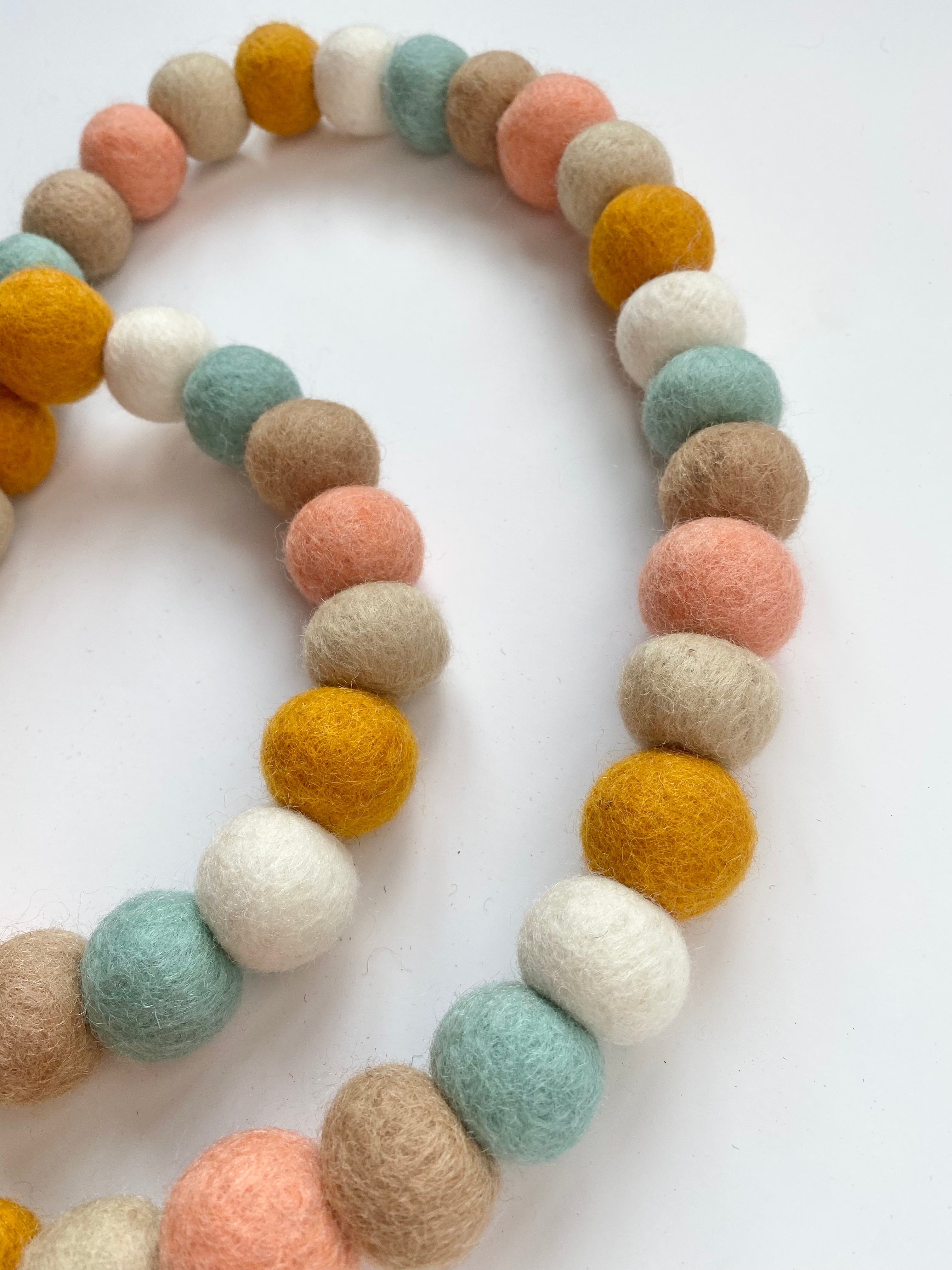 Gender Neutral Felt Ball Garland for Baby Showers - Perfect for Nursery Decor, Gender Reveal Parties & Boho-Themed Celebrations