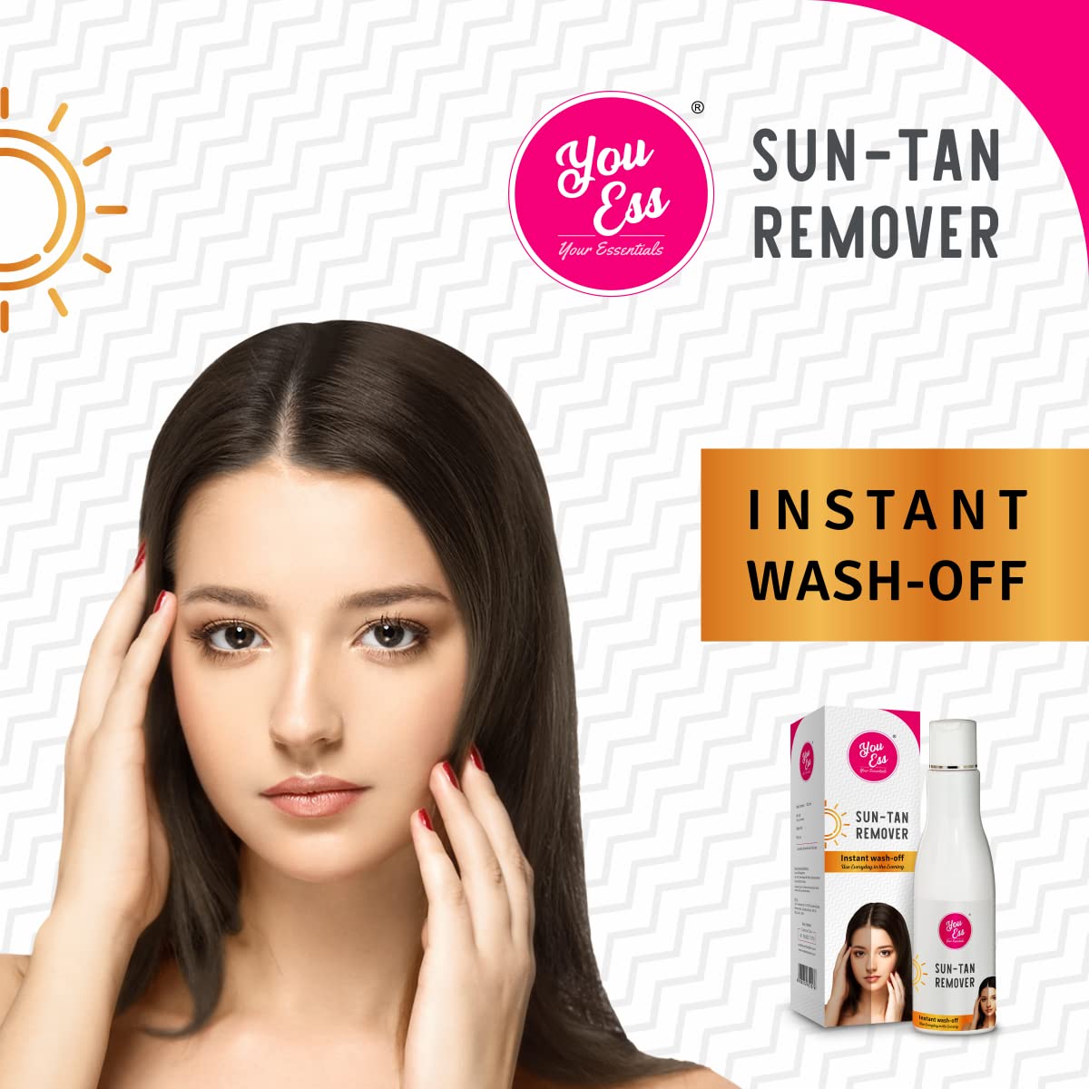 You Ess | Brightening Facial Cleanser & Body Lotion Set with Sun Tan Remover (200ml x3) - Glowing Skin Care Routine for Morning & Night Use