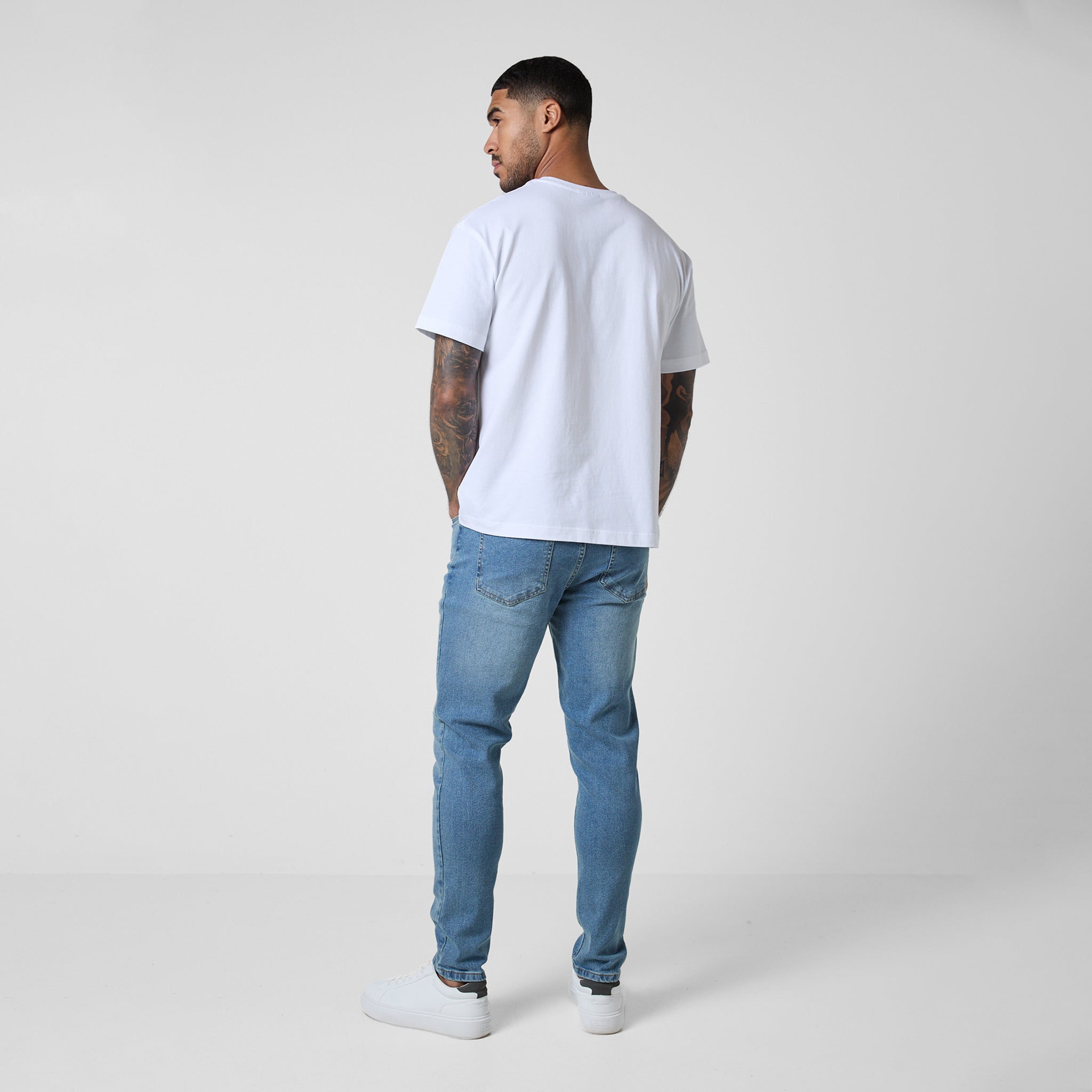 2 Pack Slim Fit Denim Jeans for Men | Mid Blue & Light Blue Washed Denim Pants | Comfortable Stretch Jeans for Casual Wear & Everyday Outfits