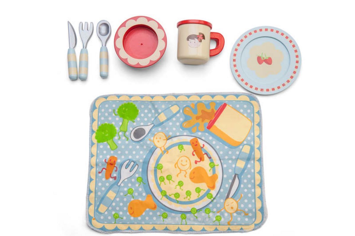 LE TOY VAN Wooden Dinner Set for Kids - 12-Piece Pretend Play Tea Party Set with Plates, Cups & Utensils - Perfect for Imaginative Play, Role-Playing & Social Skills Development
