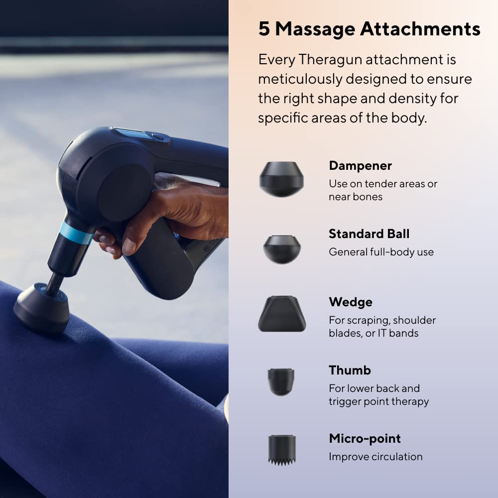 TheraGun Elite Percussion Massage Gun - Ultra Quiet Deep Tissue Muscle Pain Relief, Portable Electric Massager with Bluetooth & USB-C Charging (5th Gen) - Perfect for Athletes, Post-Workout Recovery & Home Use