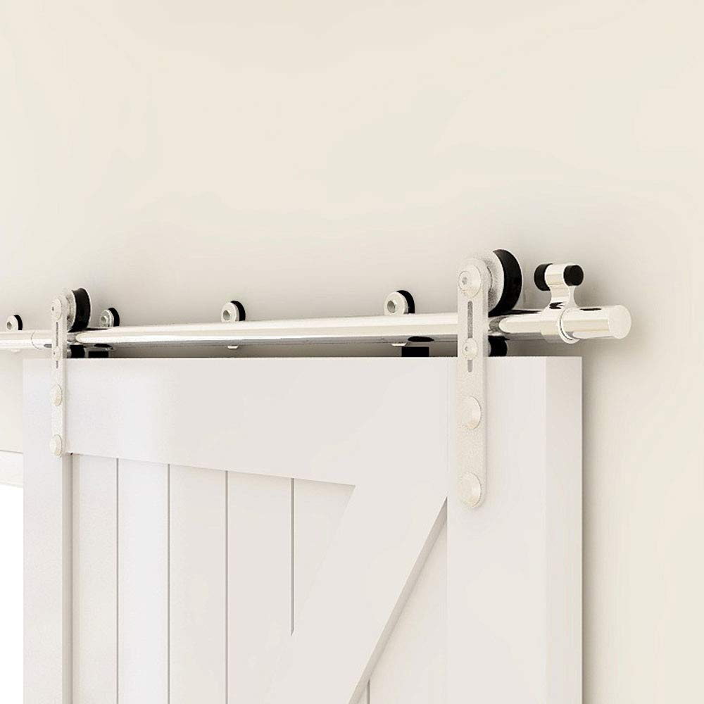TSMST 4FT Sliding Barn Door Hardware Kit - Heavy Duty Stainless Steel Track for Single Wood Doors | Smooth & Quiet I-Style Design | Perfect for Bedrooms, Closets & Farmhouse Style Homes