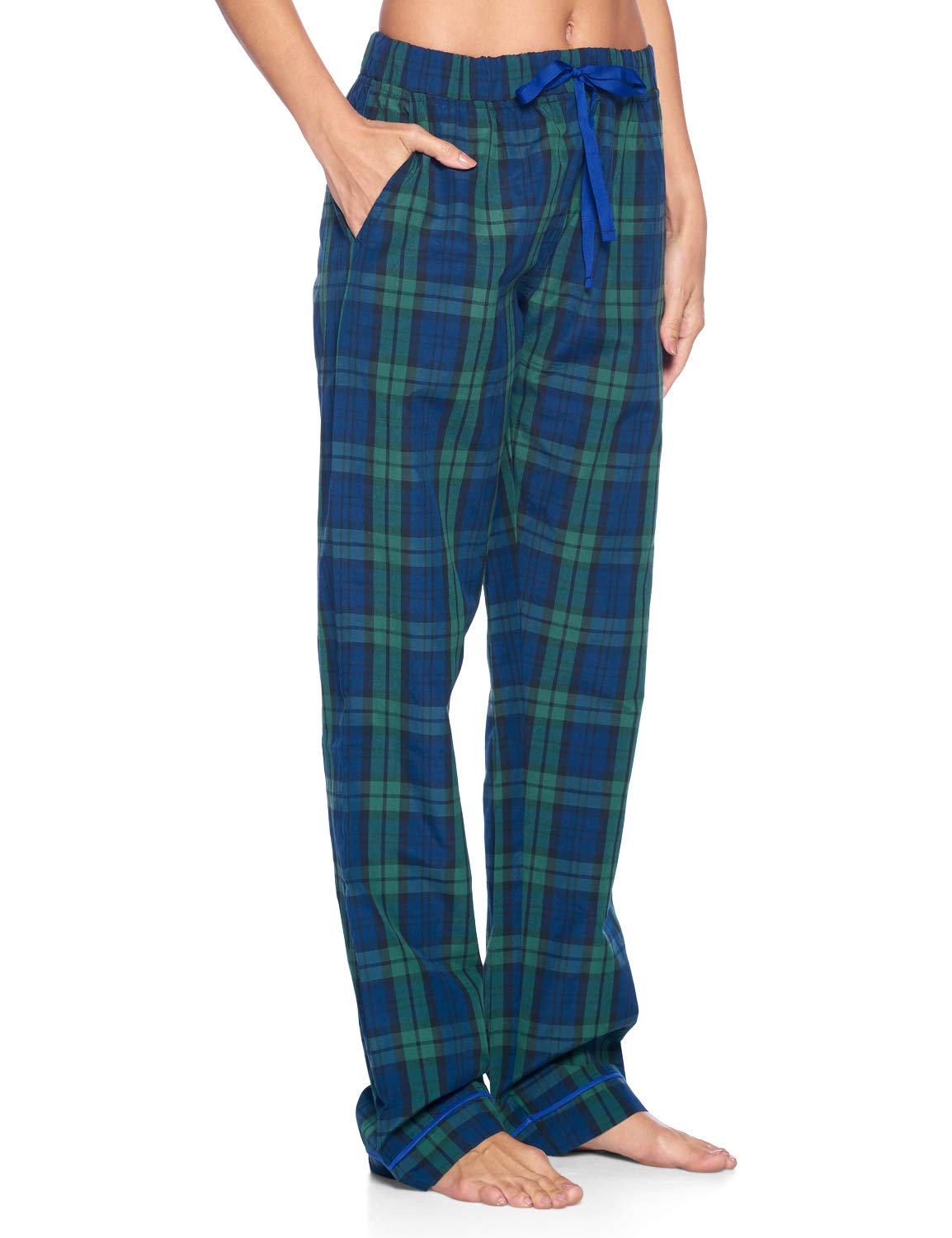 Ashford & Brooks Women's Plaid Woven Pajama Set - Soft Button-Down Sleepwear & Loungewear 2-Piece PJ Set for Cozy Nights & Relaxing at Home