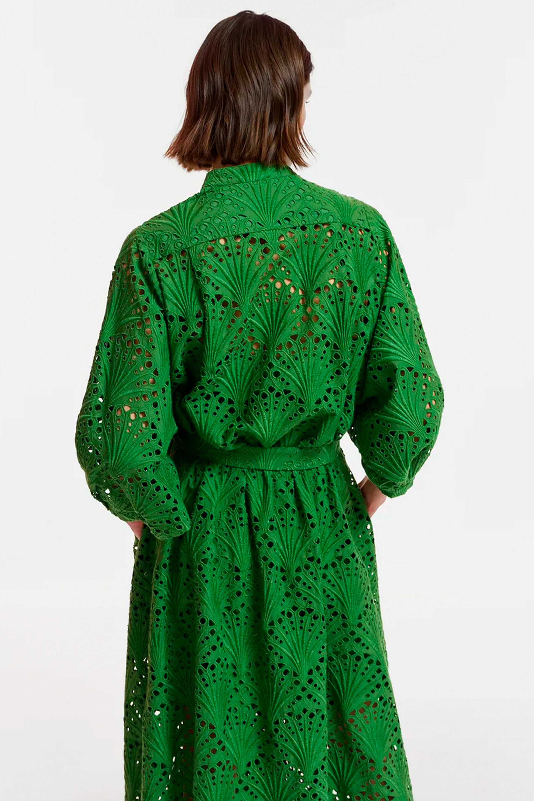 Essentiel Antwerp Fresci Dress in Emerald Green - Women's Elegant Flowy Midi Dress for Parties, Weddings & Special Occasions