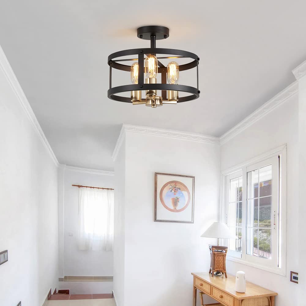 AGV LIGHTING Semi Flush Mount Ceiling Light Fixture - 3-Light Modern Close to Ceiling Lighting for Bedroom, Living Room & Hallway