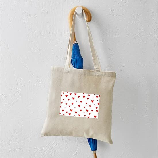 Red Hearts Canvas Tote Bag - Eco-Friendly Reusable Shopping Bag with Romantic Design | Perfect for Groceries, Beach Trips & Valentine's Day Gifts