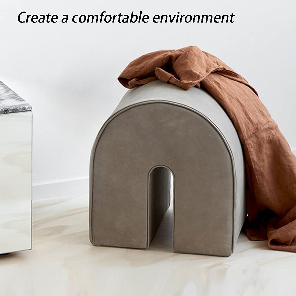 Premium Leather Pouf Ottoman - U-Shaped Foot Stool for Patio, Living Room & Yoga - Blue (42×36×42cm) - Perfect Home Decor & Wedding Gift for Cozy Relaxation