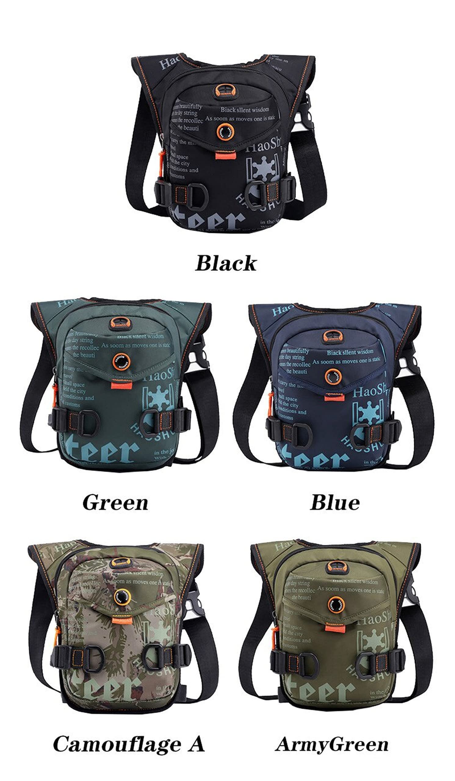 Waterproof Nylon Drop Leg Bag for Men - Adjustable Waist Fanny Pack with Shoulder Strap - Ideal for Motorcycle Riding, Hiking, Travel & Outdoor Activities