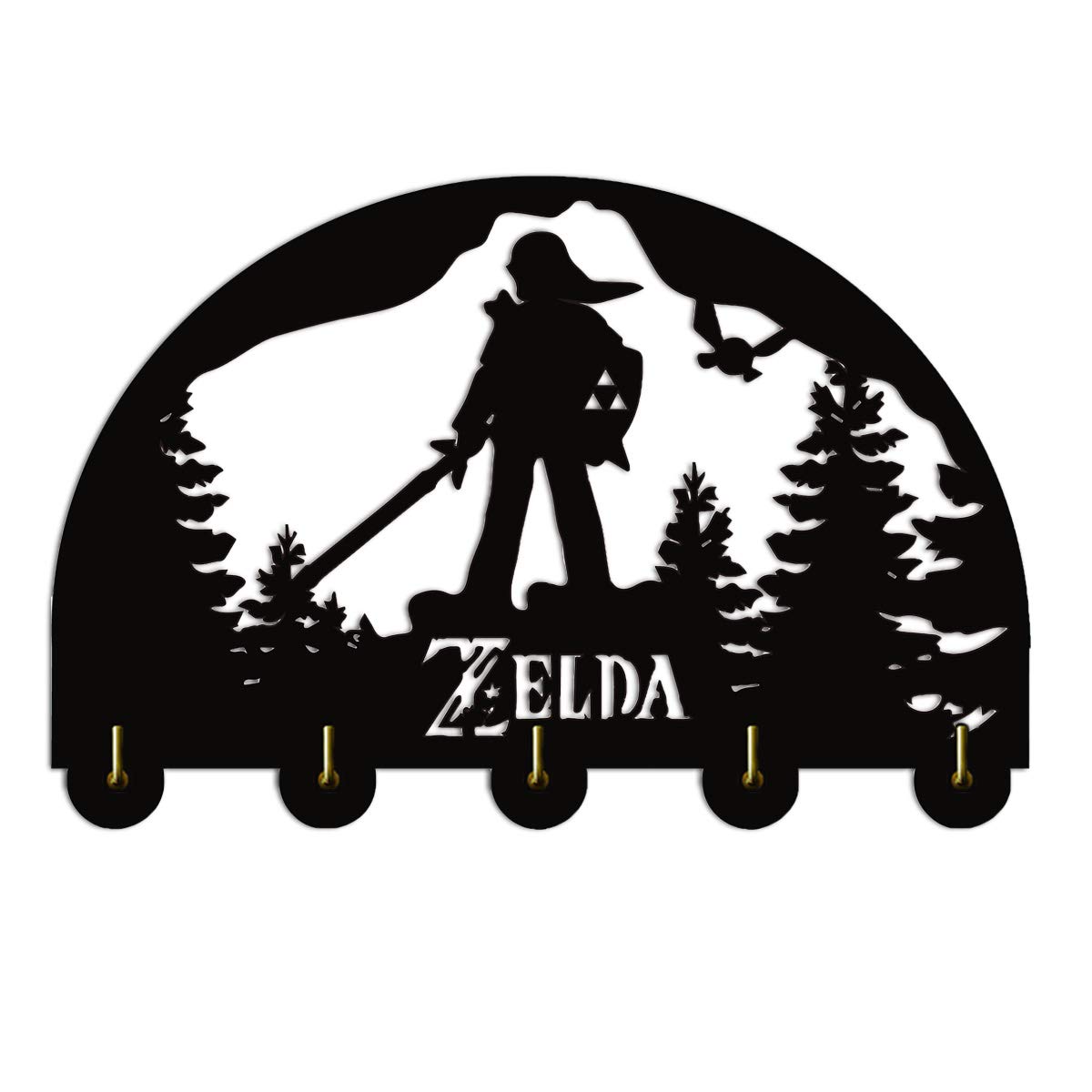 The Legend of Zelda Key Hooks - Heavy Duty 20LB Zelda Wall Hooks for Keys, Coats & Décor | Wooden Key Holder & Hanger for Entryway, Kitchen & Bedroom Organization | Perfect for Zelda Fans & Home Decor