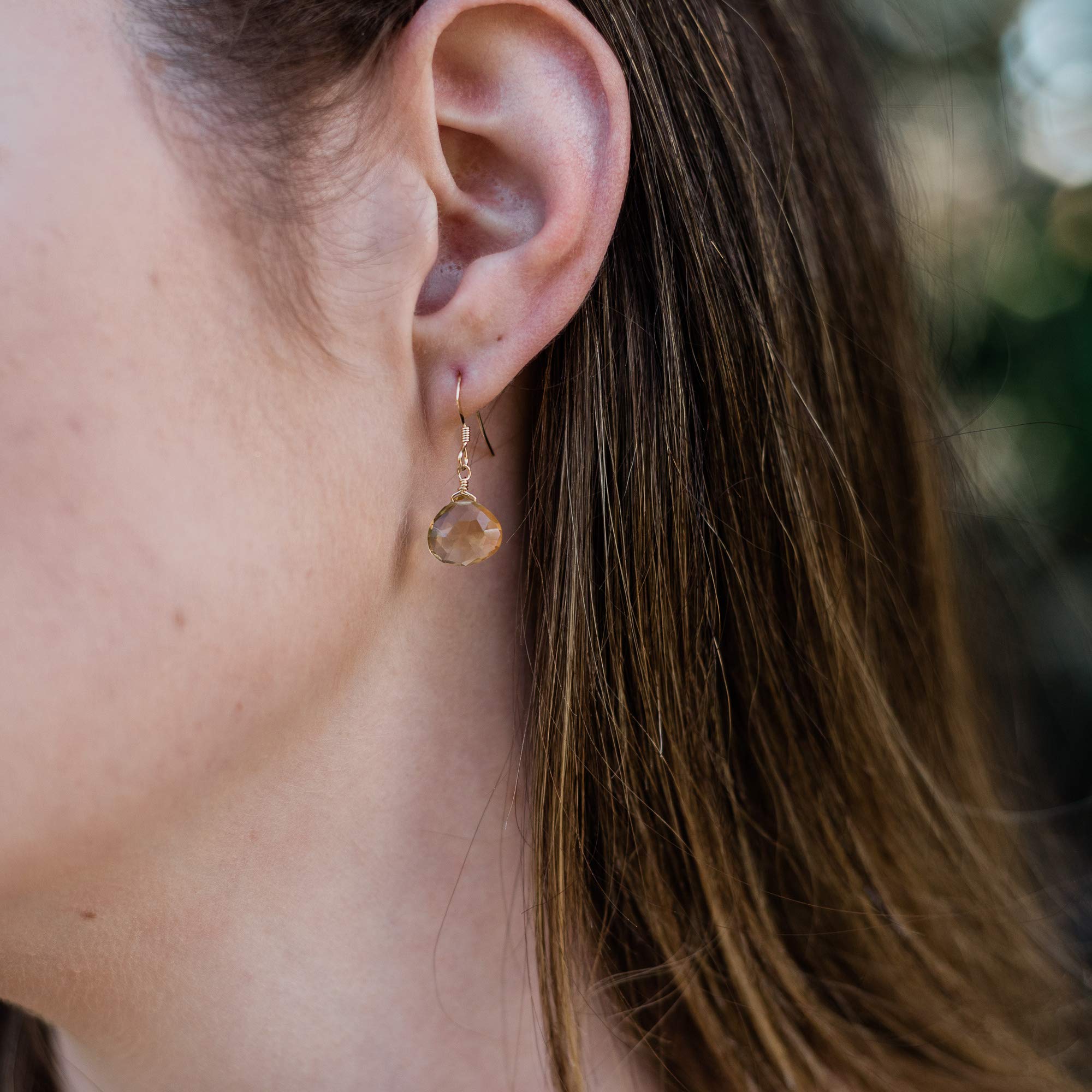 14K Gold Fill Citrine Teardrop Earrings for Women - Elegant Dangle Jewelry for Parties, Weddings & Everyday Wear