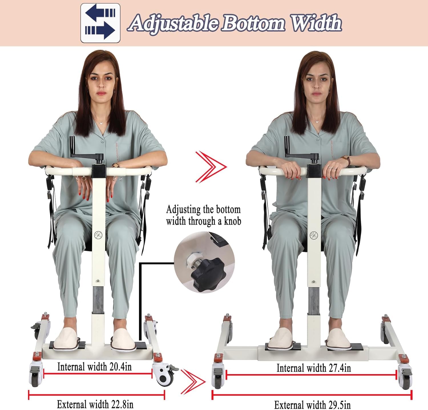 Portable Patient Lift Transfer Chair for Home & Car - Elderly Mobility Aid with Bedside Commode - Safe Patient Lifting Equipment for Seniors & Disabled (Ideal for Home Care, Hospital Transfers & Travel)