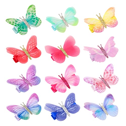 **Abaodam 12pcs Realistic Butterfly Hair Clips for Women, Girls, Kids & Toddlers – Wedding, Party & Festival Hair Accessories – Elegant Chiffon Hair Barrettes for Special Occasions**