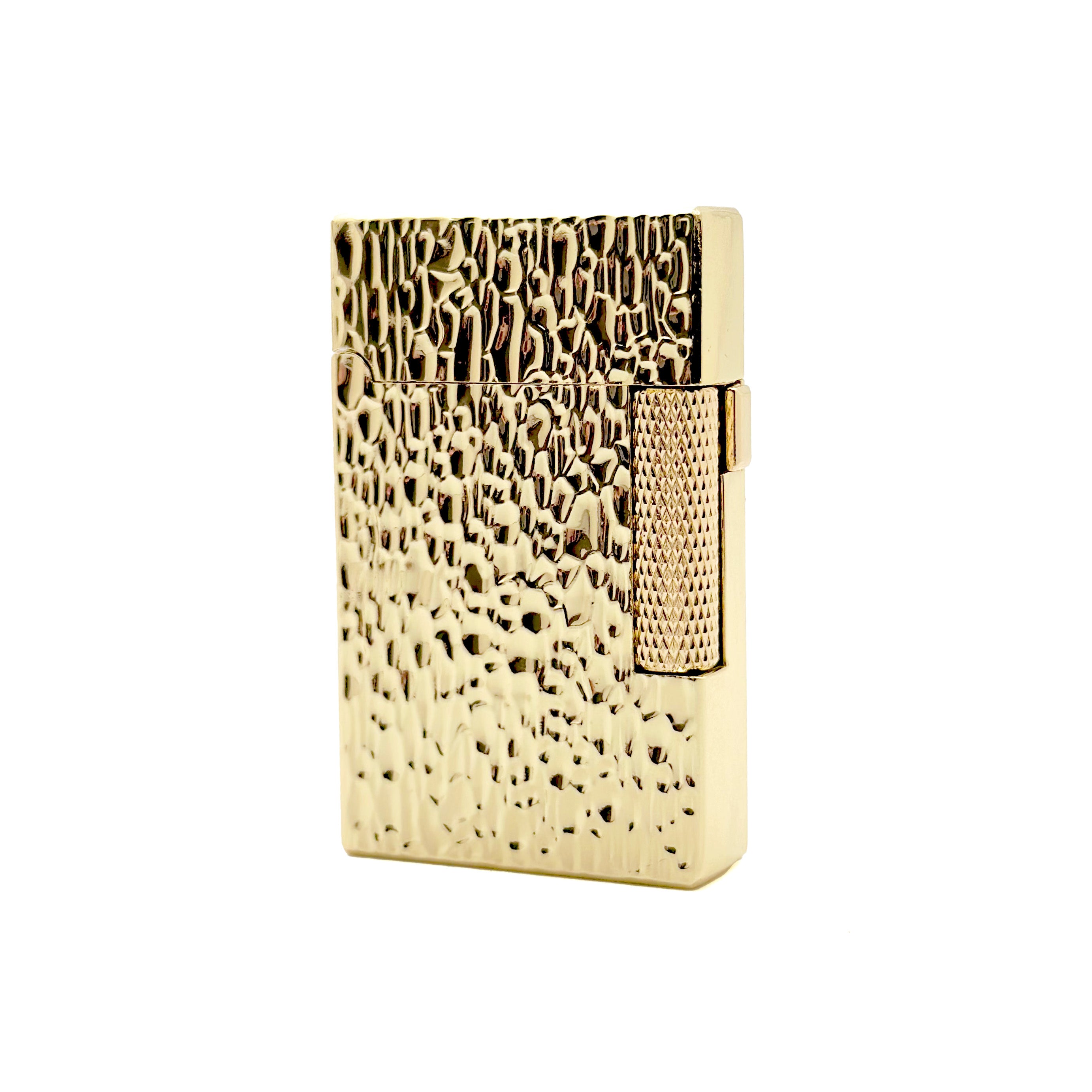 Visol Hubbard Hammered Soft Flame & Torch Flame Flint Lighter in Gold - Perfect for Cigars, Candles & Outdoor Camping Use