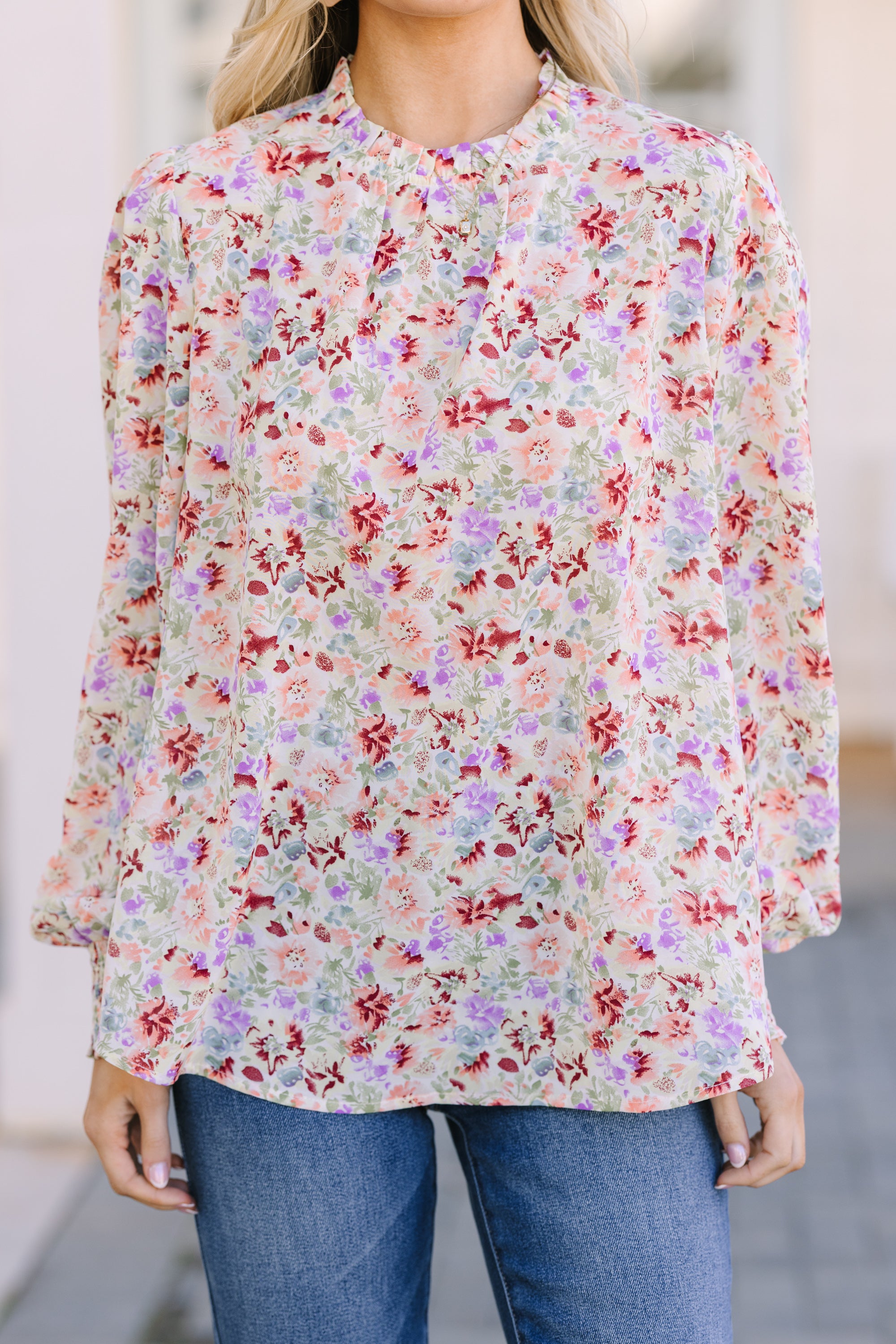 Sage Green Floral Blouse for Women - Elegant Spring Summer Tops - Perfect for Office, Date Night & Casual Outings
