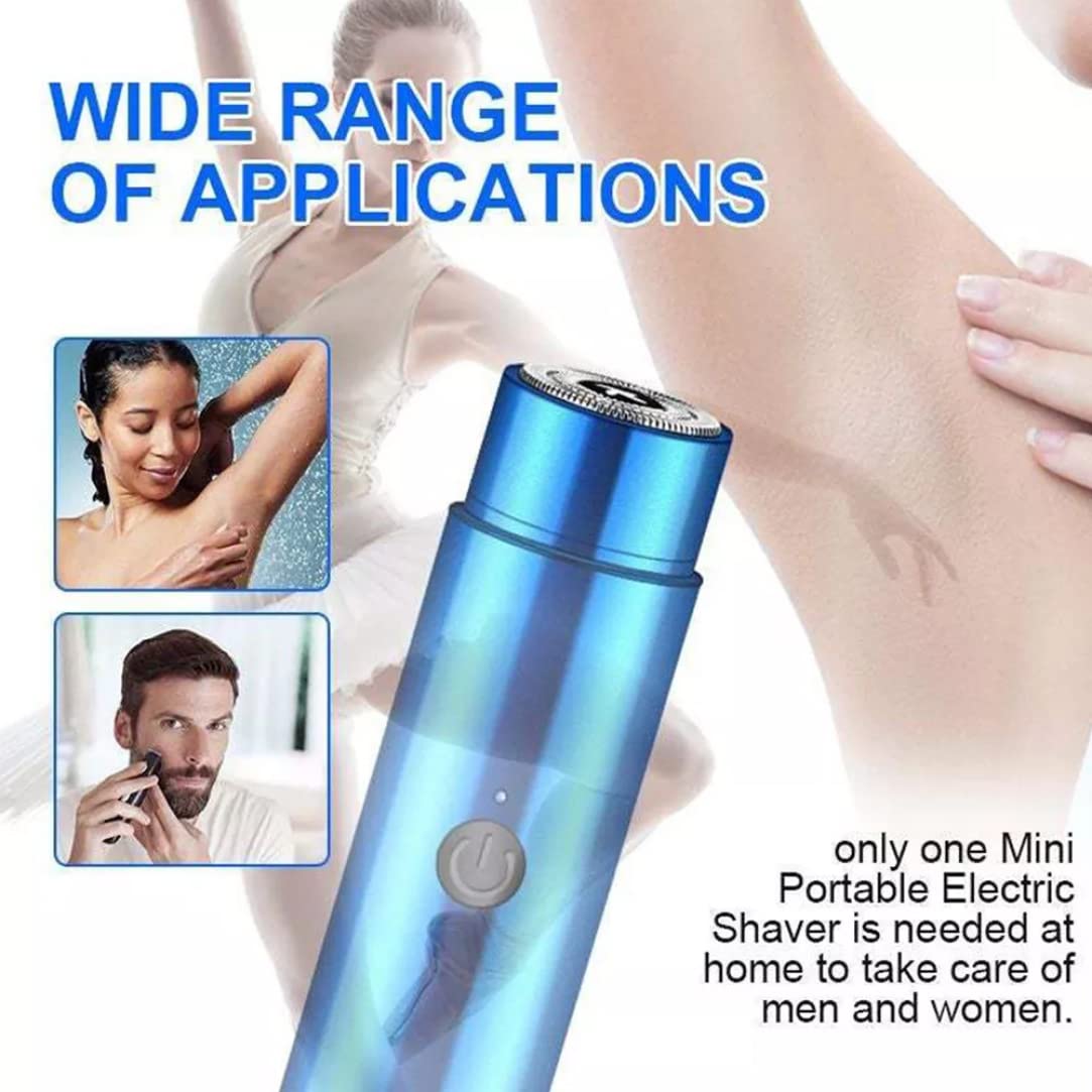 Mini Electric Shaver for Men - Portable USB Rechargeable Wet/Dry Rotary Shaver for Travel & Car Use - Blue | Perfect for Business Trips, Gym & Daily Grooming