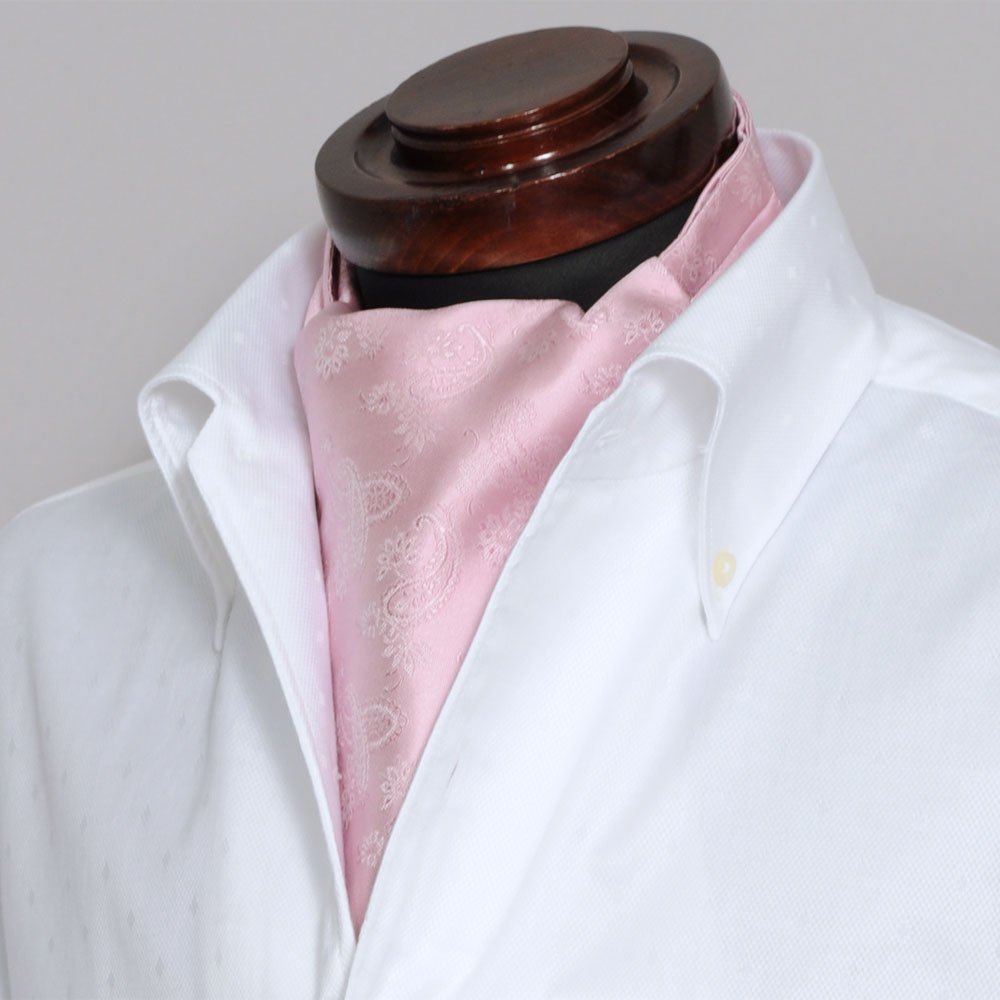 Premium Japanese Ascot Tie & Pocket Square Set in Pink - Elegant Formal Wear for Weddings, Parties & Special Occasions