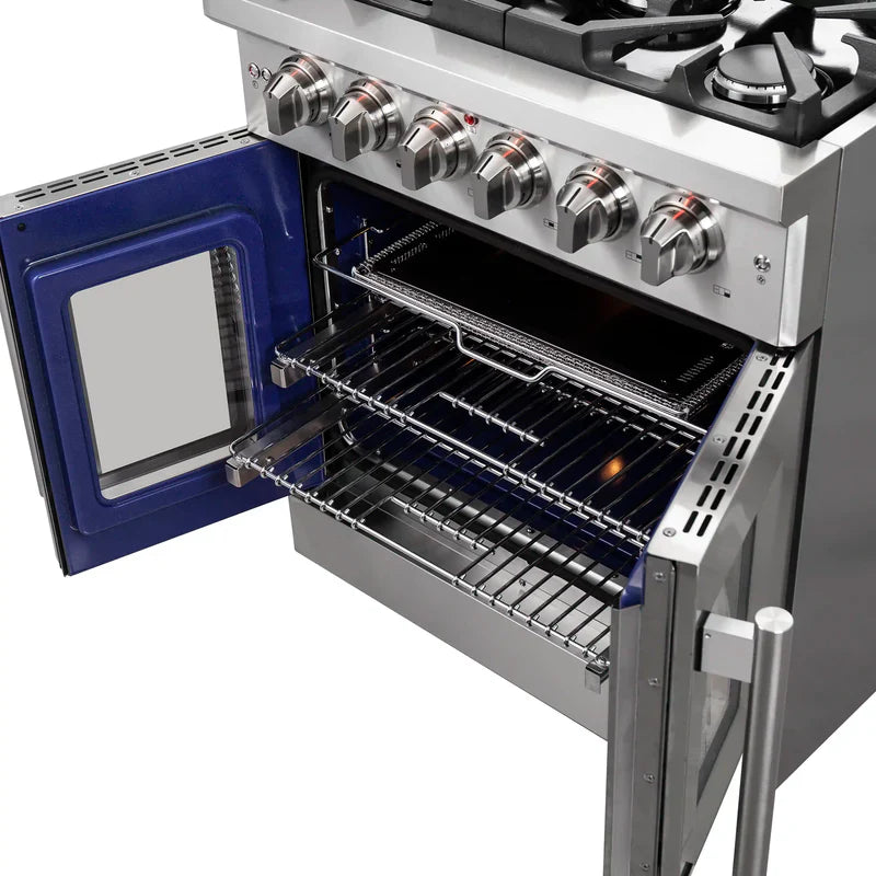 FORNO Massimo 30 Inch Freestanding French Door Gas Range - Stainless Steel FFSGS6439 30