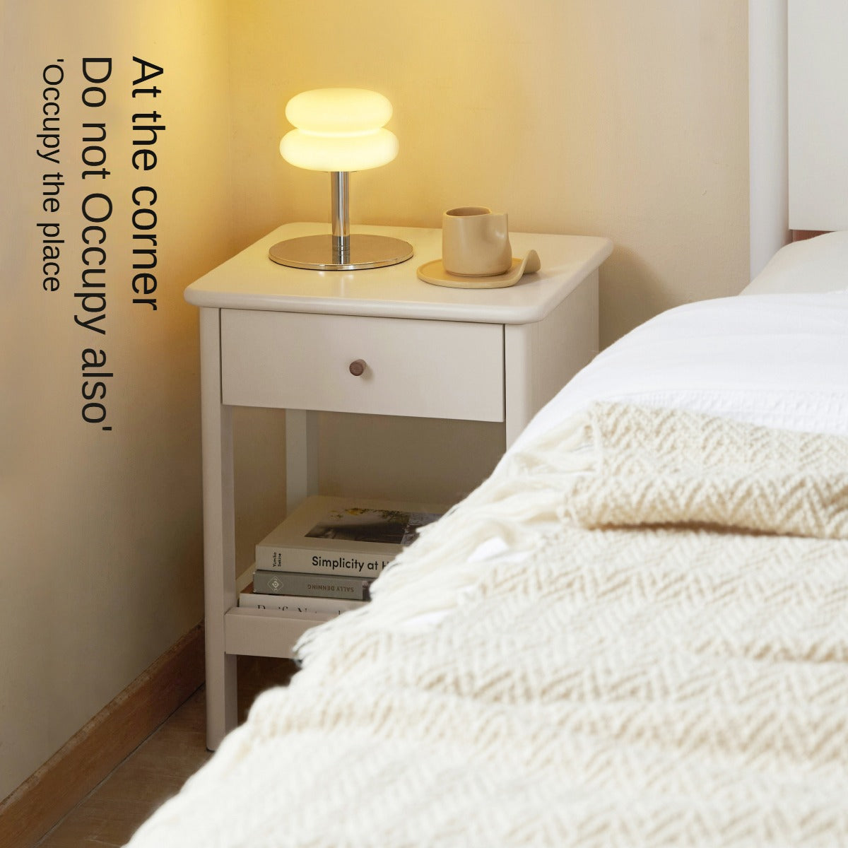 Solid Pine Wood Single Drawer Nightstand - Sturdy Bedside Table for Bedroom, Living Room, or Office - Perfect for Storage & Decor