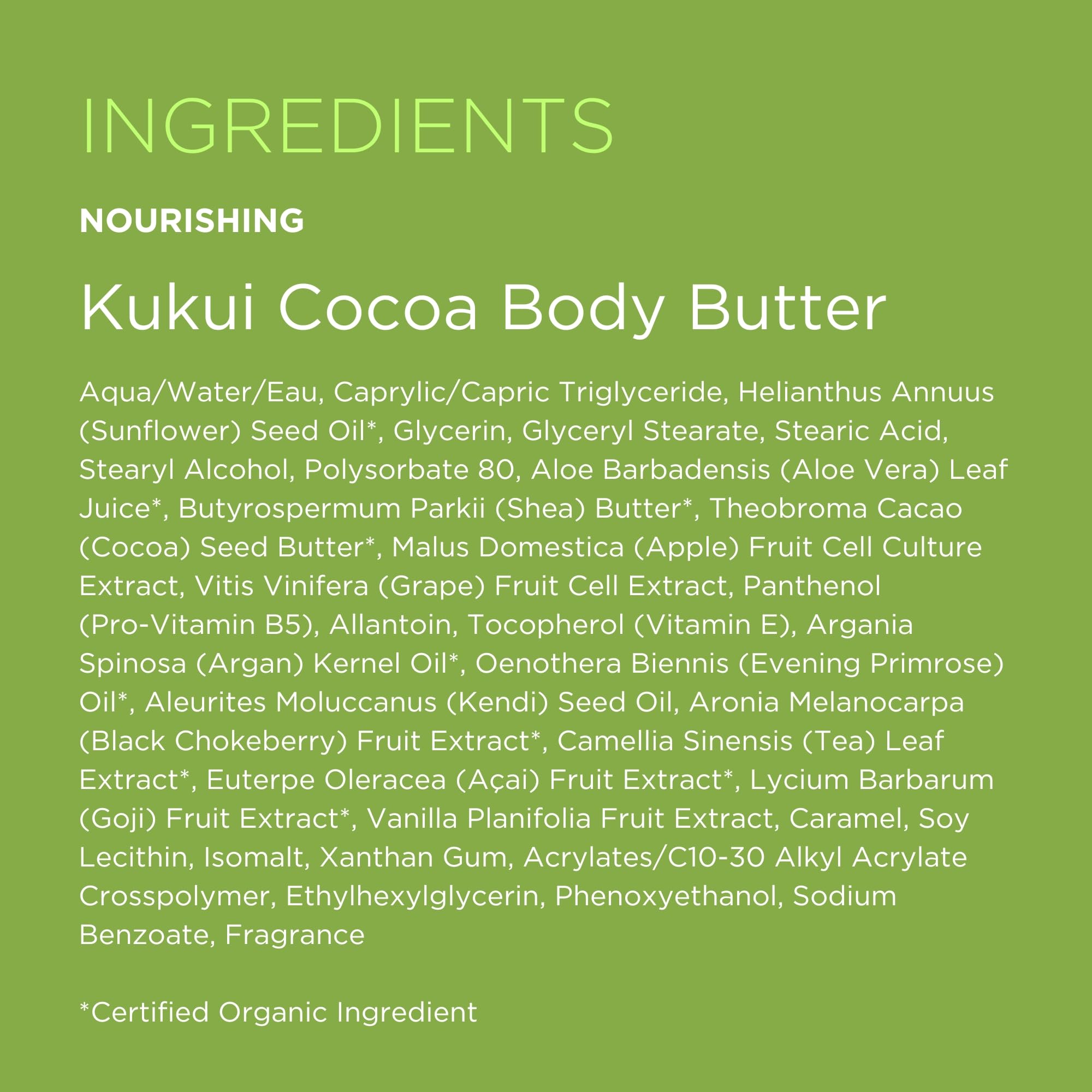 Andalou Naturals Kukui Cocoa Nourishing Body Butter - 8 Oz Shea Butter, Cocoa Butter & Argan Oil for Dry Skin - Vegan & Cruelty-Free Moisturizer - Perfect for Daily Hydration & Nighttime Skin Repair