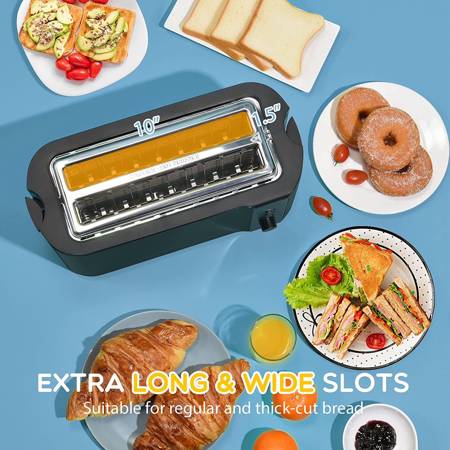 4-Slice Stainless Steel Toaster with Extra Wide 10