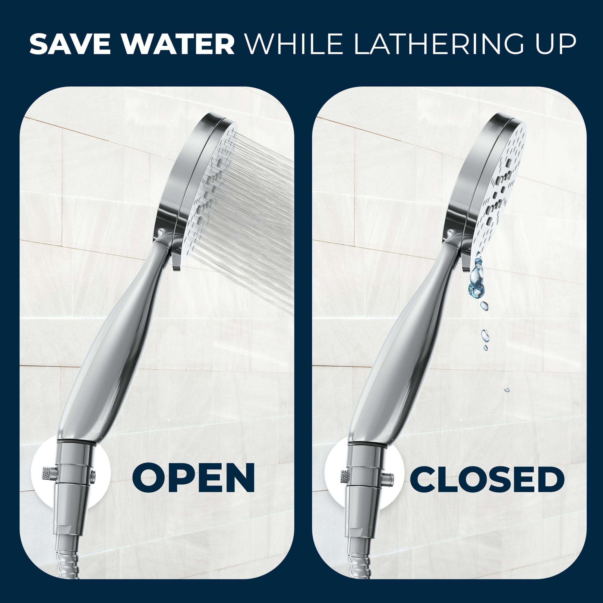 Water-Saving Shower Head Shut Off Valve - Adjustable Flow Control for Bathroom & RV Use - Perfect for Water Conservation & Low Pressure Showers