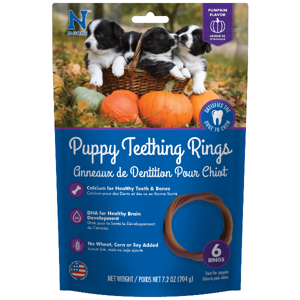 N Bone Puppy Teething Rings - Pumpkin Flavor Dog Chew Toys for Small & Medium Breed Puppies - Soothe Teething Pain & Promote Dental Health - Perfect for Training, Playtime & Anxiety Relief