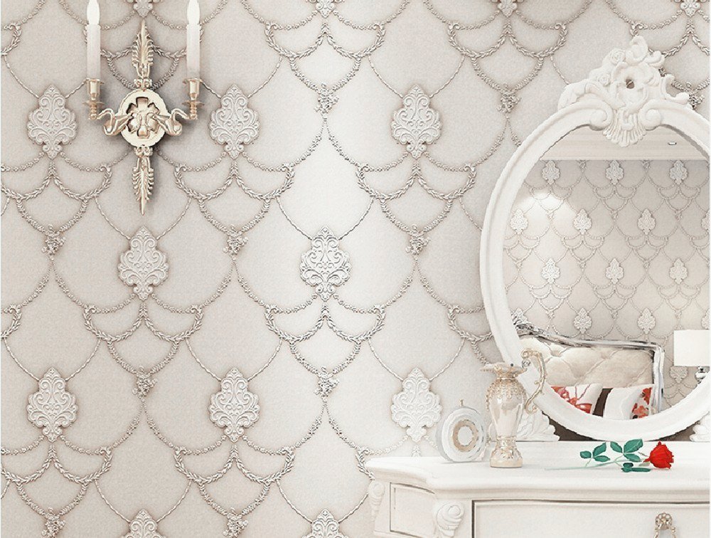 Elegant Damask Wallpaper for Living Room & Bedroom - Non-Woven French Design