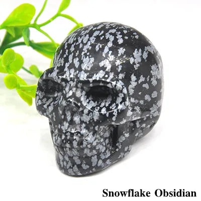 2 Pack Skull Statue - Natural Stone Healing Crystal Hand Carved Home Decor, Wicca Energy Chakra Healing Gem Figurine - Perfect for Meditation, Altar Display & Spiritual Gift Giving