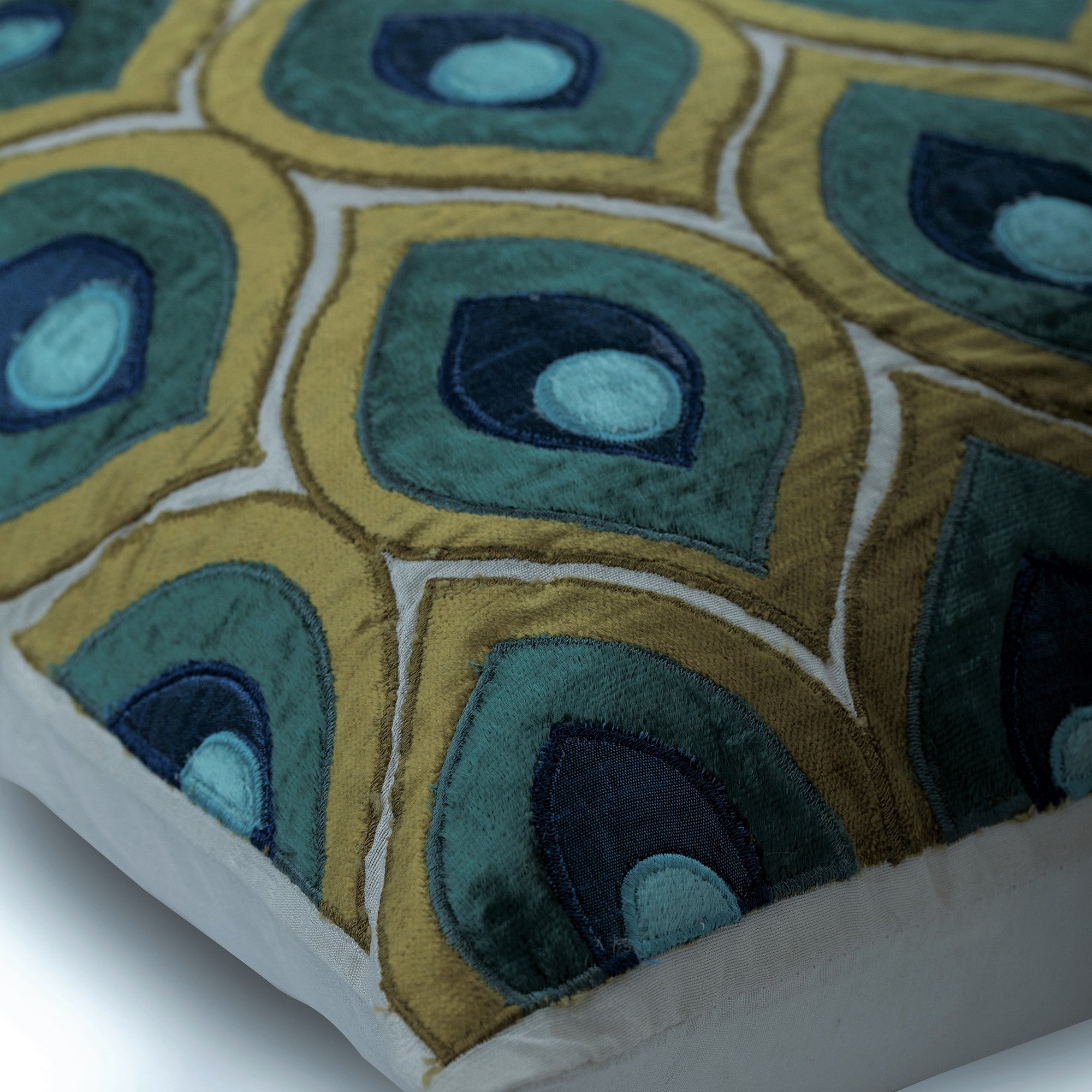 Art Deco Peacock Green Velvet Decorative Euro Sham Pillow Cover - Luxury Bohemian Home Decor for Bedroom, Living Room & Sofa
