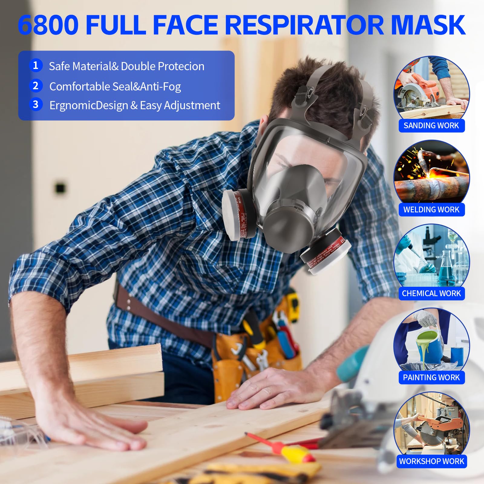 Full Face Gas Mask - Reusable Respirator for Nuclear & Chemical Survival | Emergency & Outdoor Use