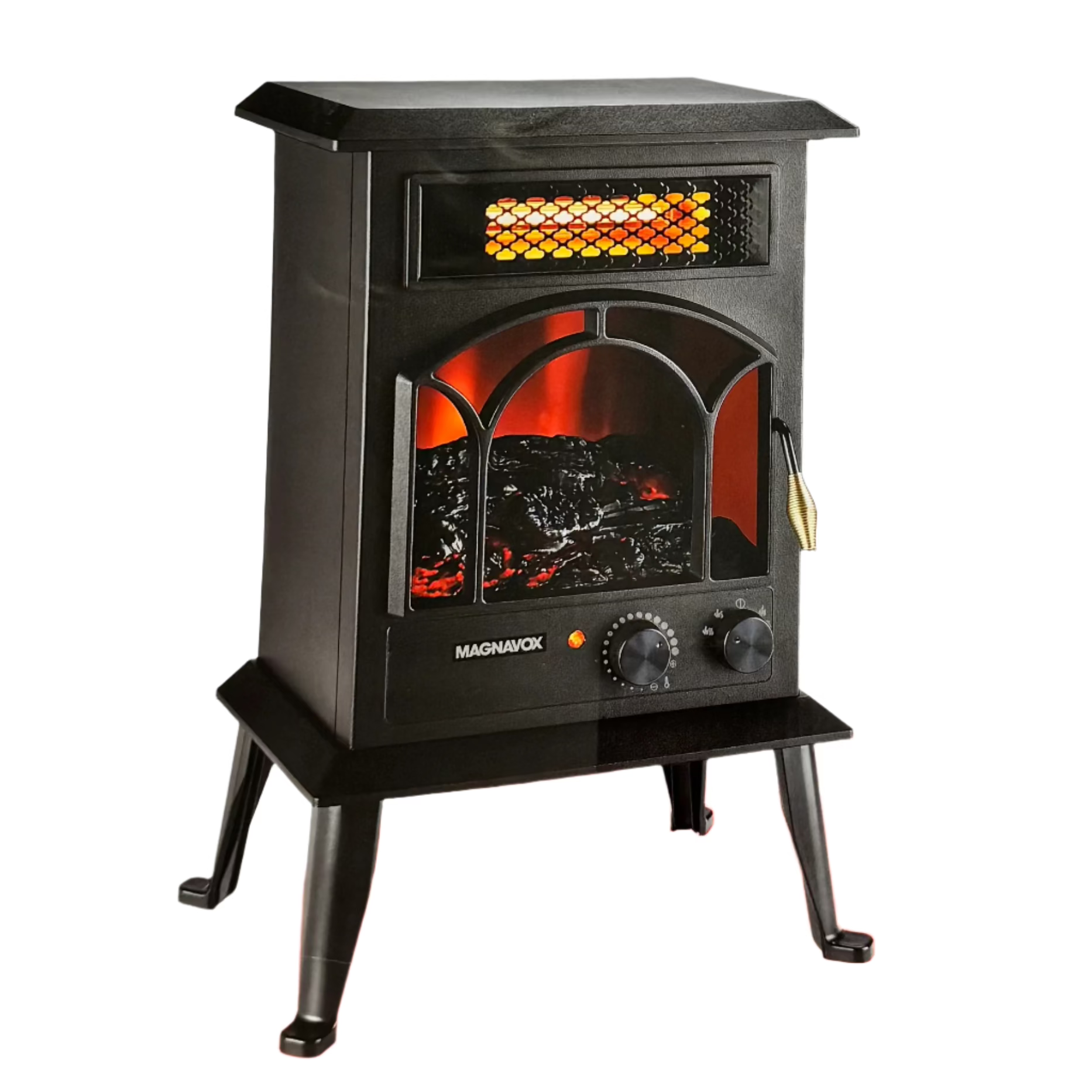 Magnavox 3-Element Infrared Fireplace Heater - Energy Efficient Indoor Electric Heater with Realistic Flame Effect for Home, Office & Bedroom - Perfect for Winter Warmth & Cozy Ambiance