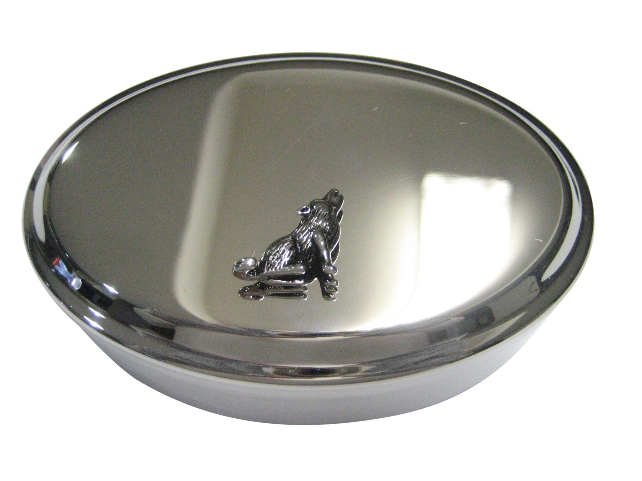 Kiola Designs Textured Howling Wolf Oval Trinket Jewelry Box - Handmade Wooden Keepsake Box for Jewelry, Rings, and Small Treasures - Perfect for Home Decor, Gift Giving, and Organizing Valuables