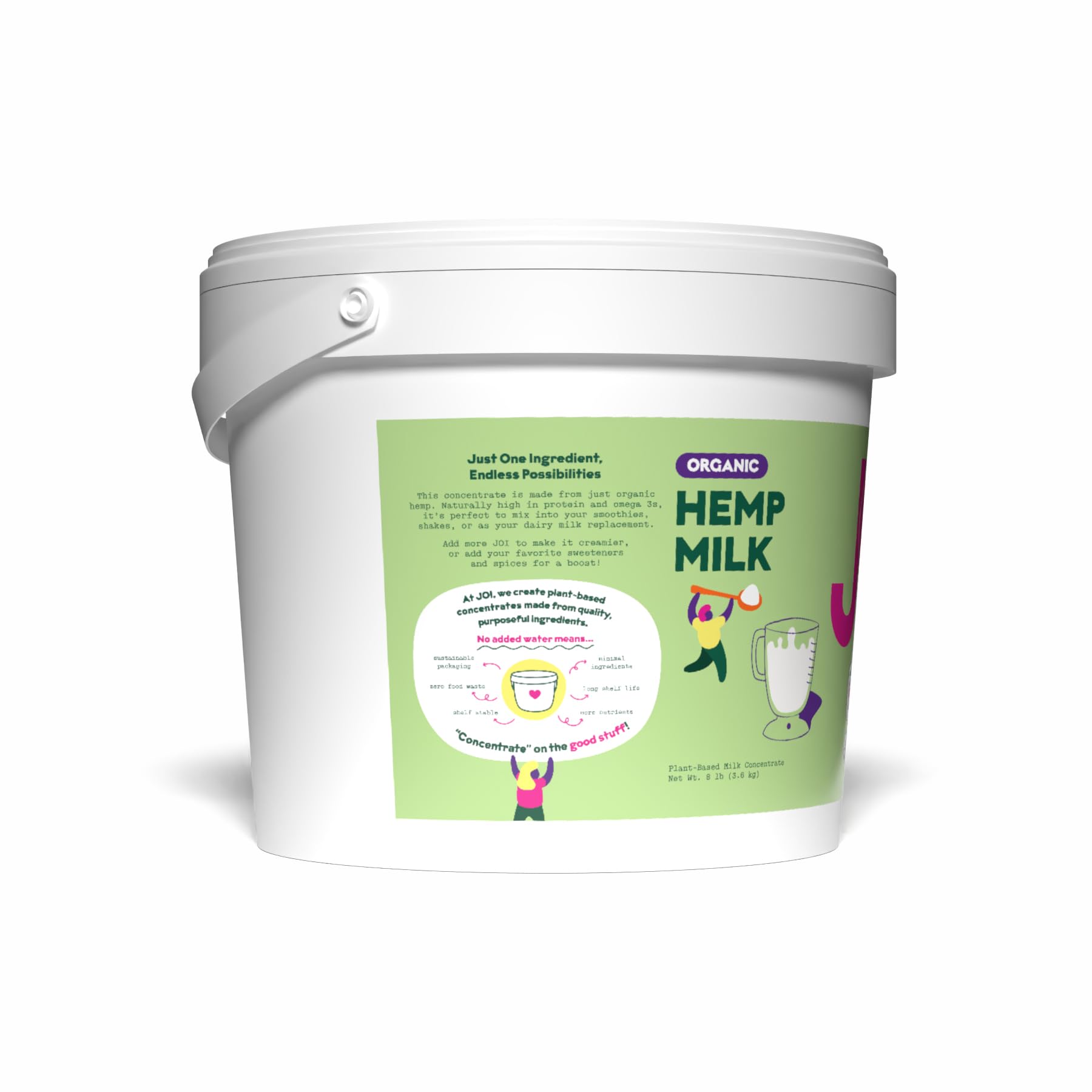 Organic Hemp Seed Milk Concentrate by JOI - 228 Servings | Vegan, Kosher, Keto, Gluten-Free | Shelf-Stable Plant-Based Milk Alternative for Smoothies, Coffee & Baking | 8 lb Bulk Pantry Staple