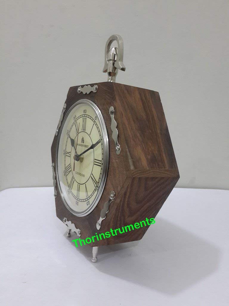THOR INSTRUMENTS Vintage Wooden Desk Clock - Rustic Home Decor Gift from 49 Bond Street London | Perfect for Office, Study Room & Living Room Decor