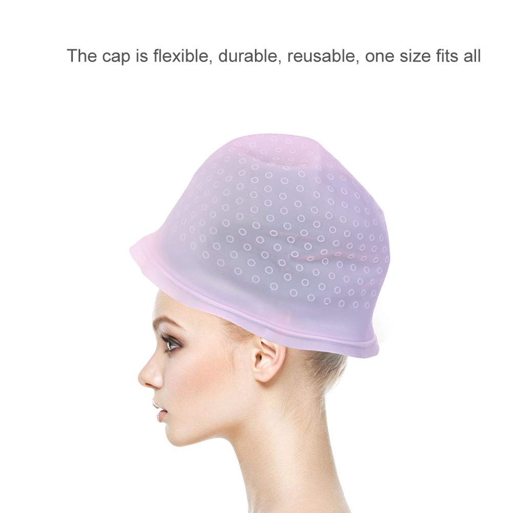 Professional Reusable Silicone Hair Coloring Cap with Hook for Highlighting & Frosting - Pink Salon Hairdressing Tool for DIY & Professional Use at Home or Salon