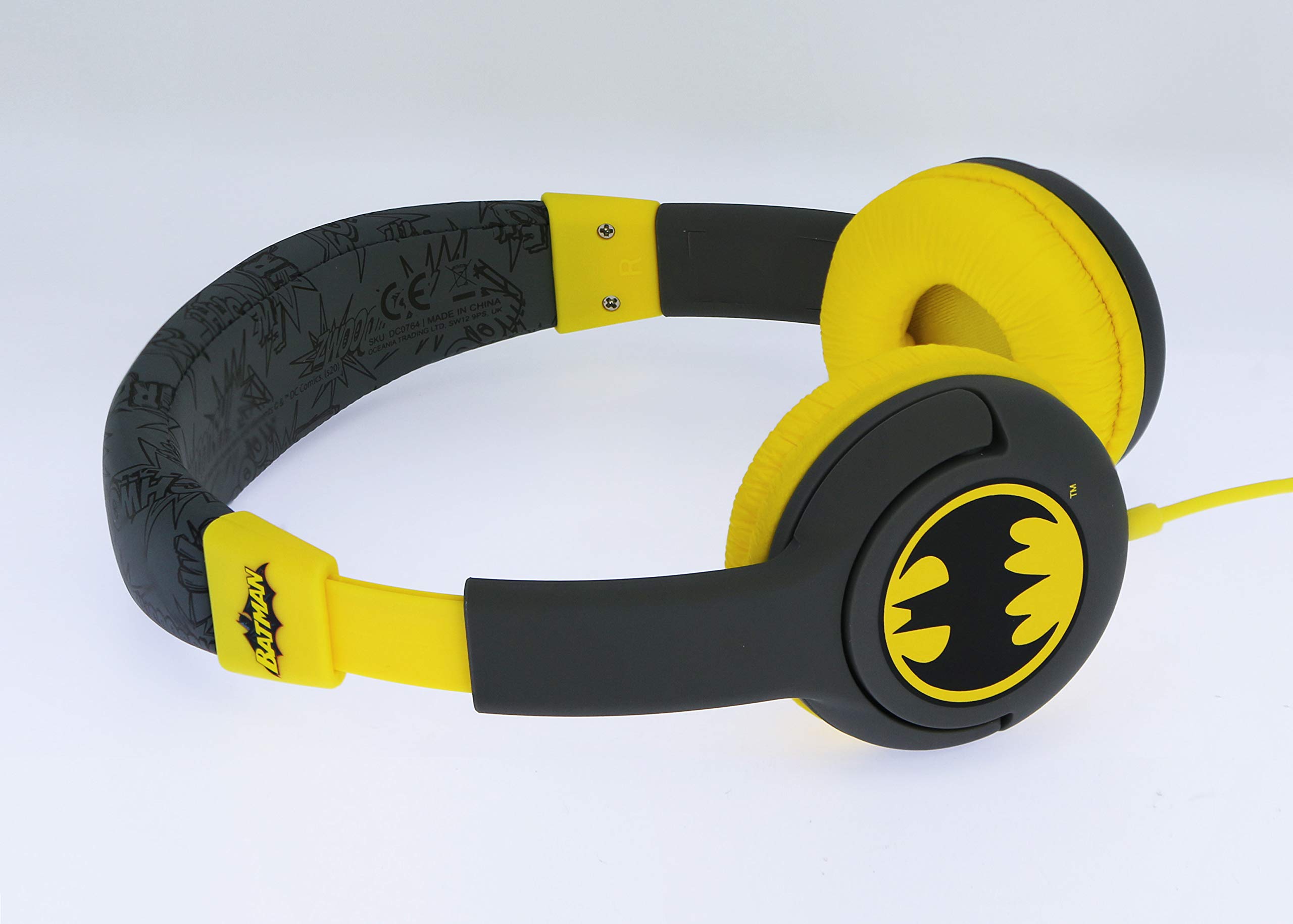 OTL Technologies Batman Caped Crusader Kids Wired Headphones - Black Superhero Headset for Children's Music, Gaming & School Online Classes | Perfect Gift for DC Comics Fans