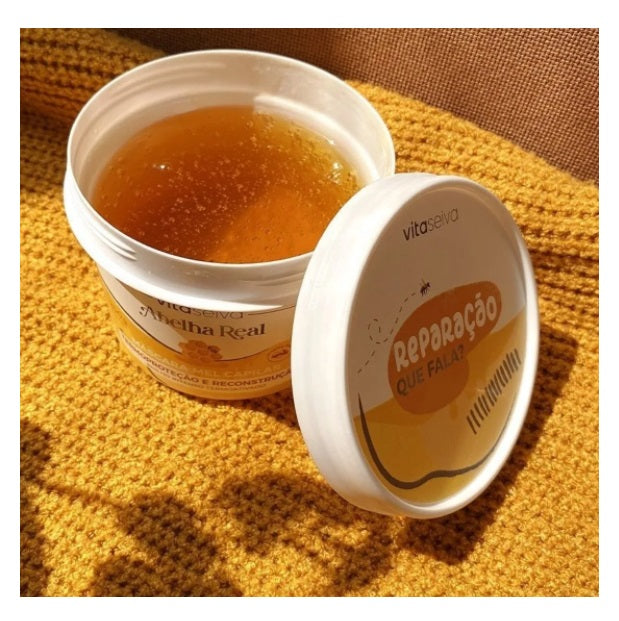 Abelha Real Bee Jelly Hair Repair Mask 450g - Anti-Frizz Treatment for Damaged Hair with Shine Boost | Deep Conditioning for Dry, Frizzy Hair | Vita Seiva Natural Formula