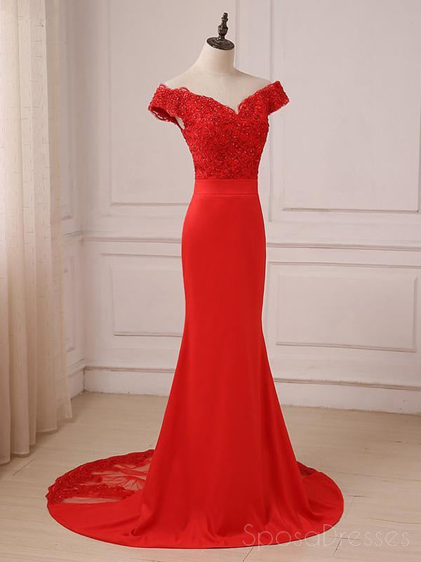 Elegant Off Shoulder Bright Red Lace Mermaid Prom Dress for Women - Perfect for Evening Parties, Formal Events & Special Occasions