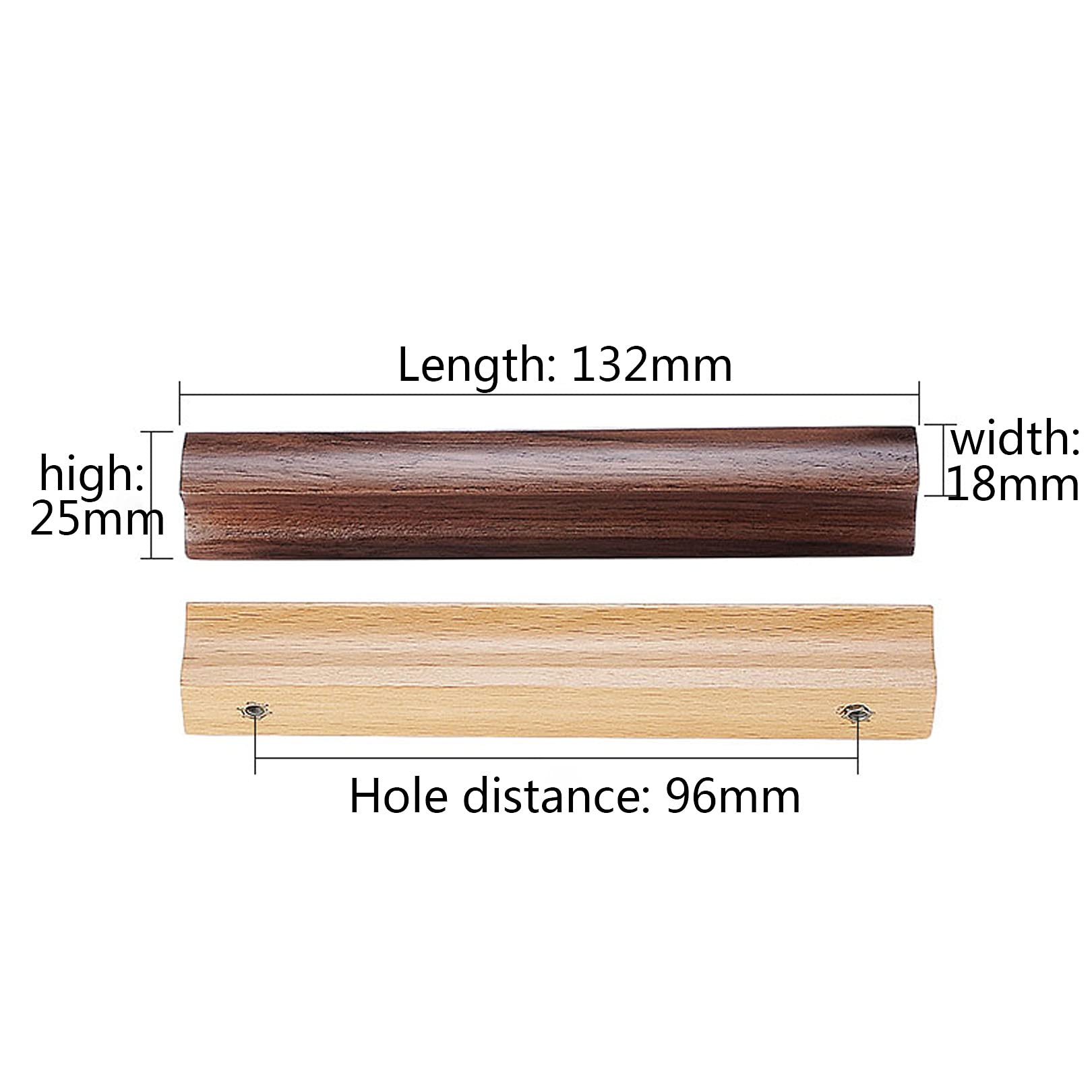 2-Pack Black Walnut Cabinet Handles - Modern Wooden Drawer Pulls & Knobs for Kitchen, Bathroom, Wardrobe & Dresser - Single Hole Installation with Screws Included - Perfect for Home Furniture & Cabinet Upgrades
