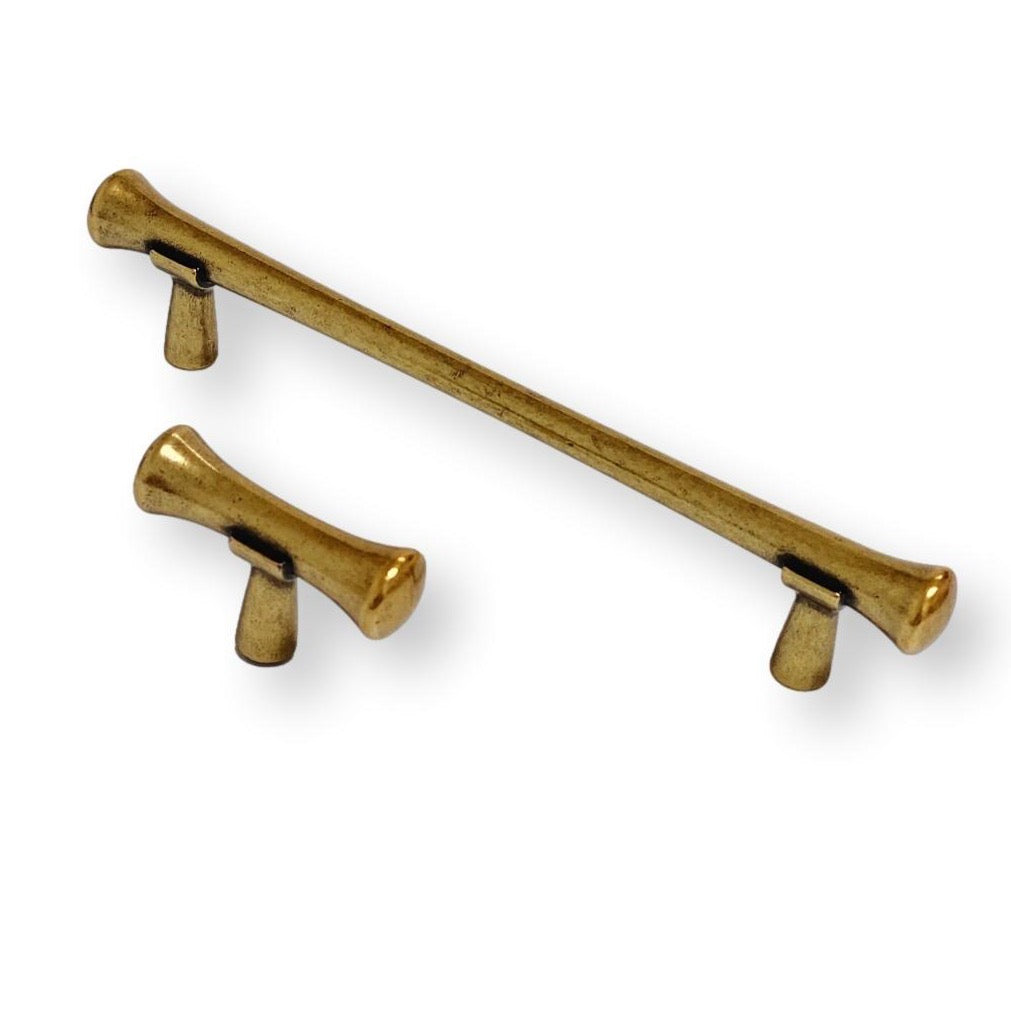 Antique Brass Hourglass Tuscany Drawer Pulls and Knobs - Vintage Cabinet Hardware for Kitchen, Bathroom & Furniture (Set of 10)