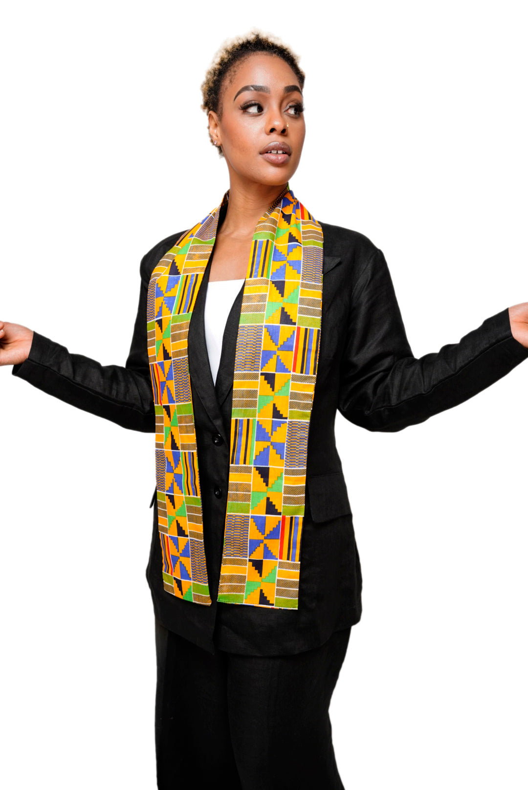 Authentic African Kente Print Stole & Sash - Dupise Akannipa DP4075S - Perfect for Weddings, Cultural Events & Fashion Accessories