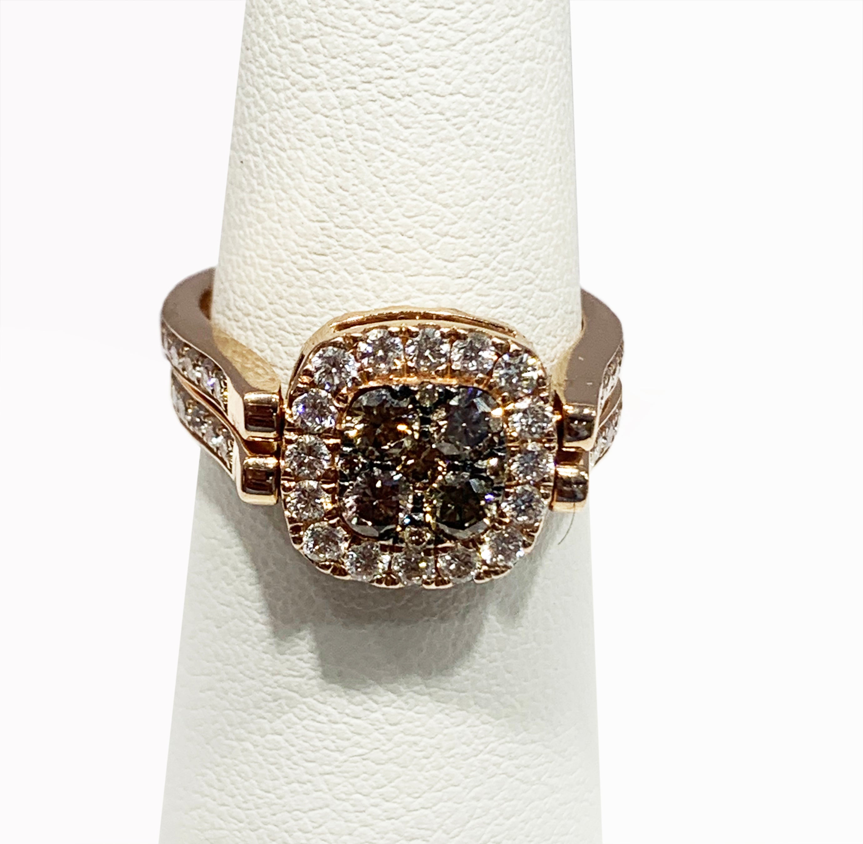 14K Rose Gold Brown & White Diamond Flip Ring - Lab Created Diamond Jewelry for Women - Perfect for Weddings, Anniversaries & Special Occasions