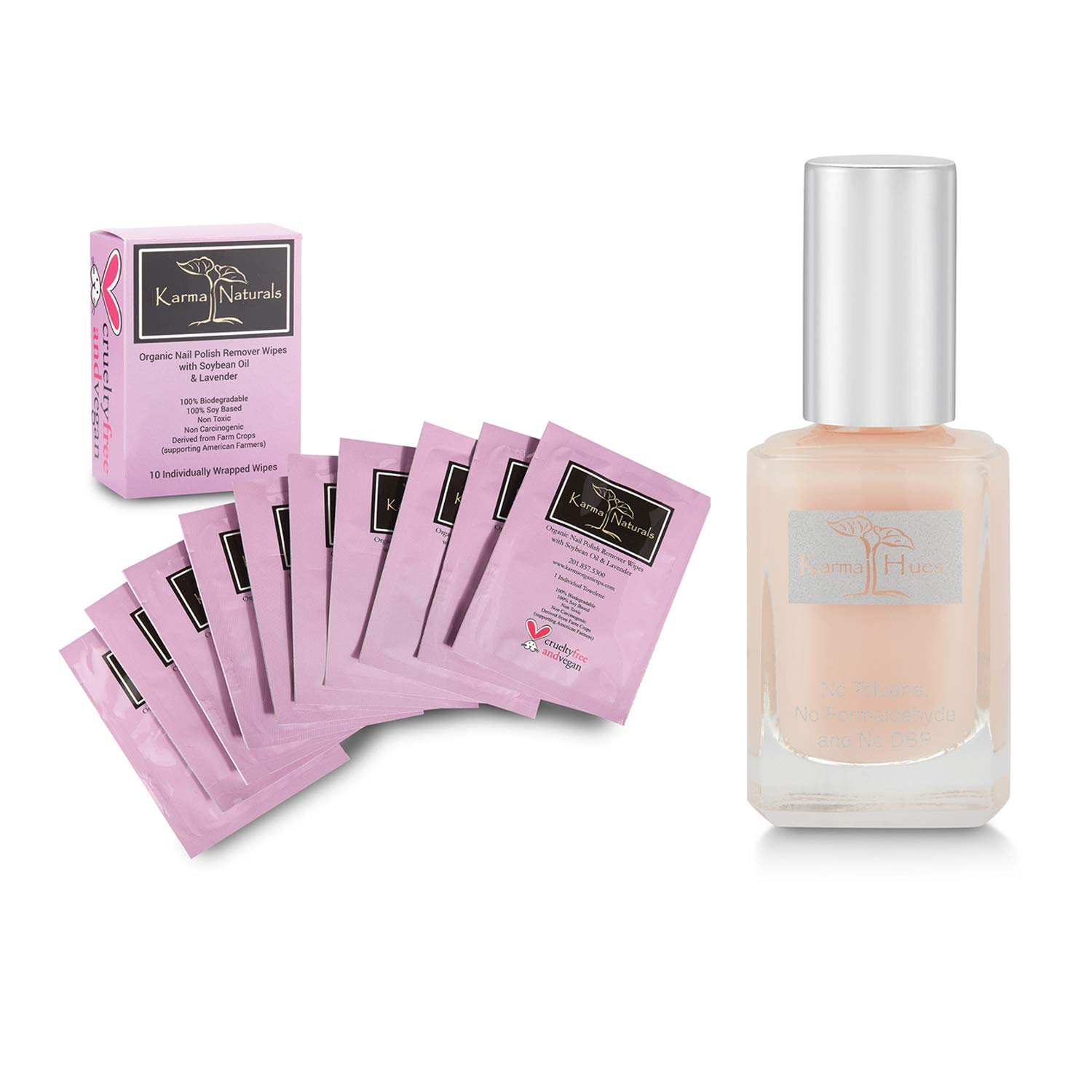 Organic Nail Polish Remover Wipes - 10 Pack | Non-Toxic, Vegan & Cruelty-Free | Nail Strengthener & Treatment for Healthy Nails | Perfect for Travel, Manicures & At-Home Nail Care
