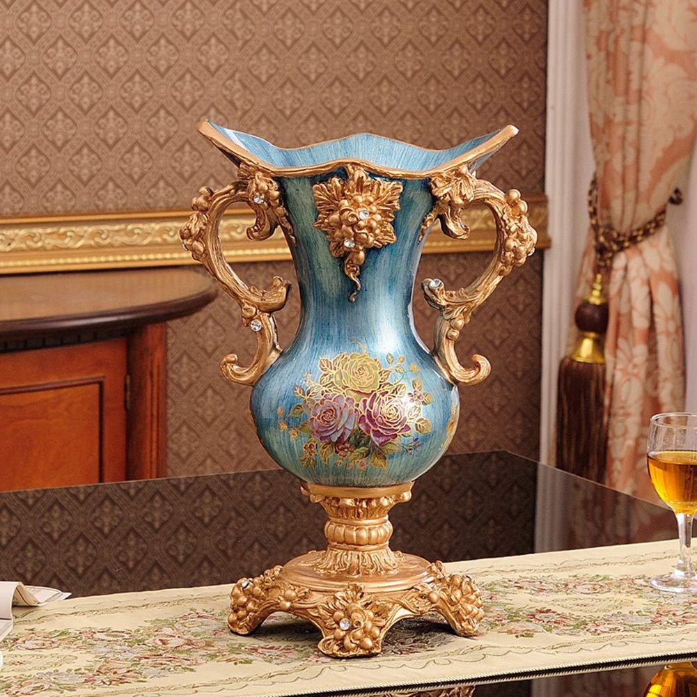 Hand-Painted European-Style Large Resin Flower Vase - 16.1