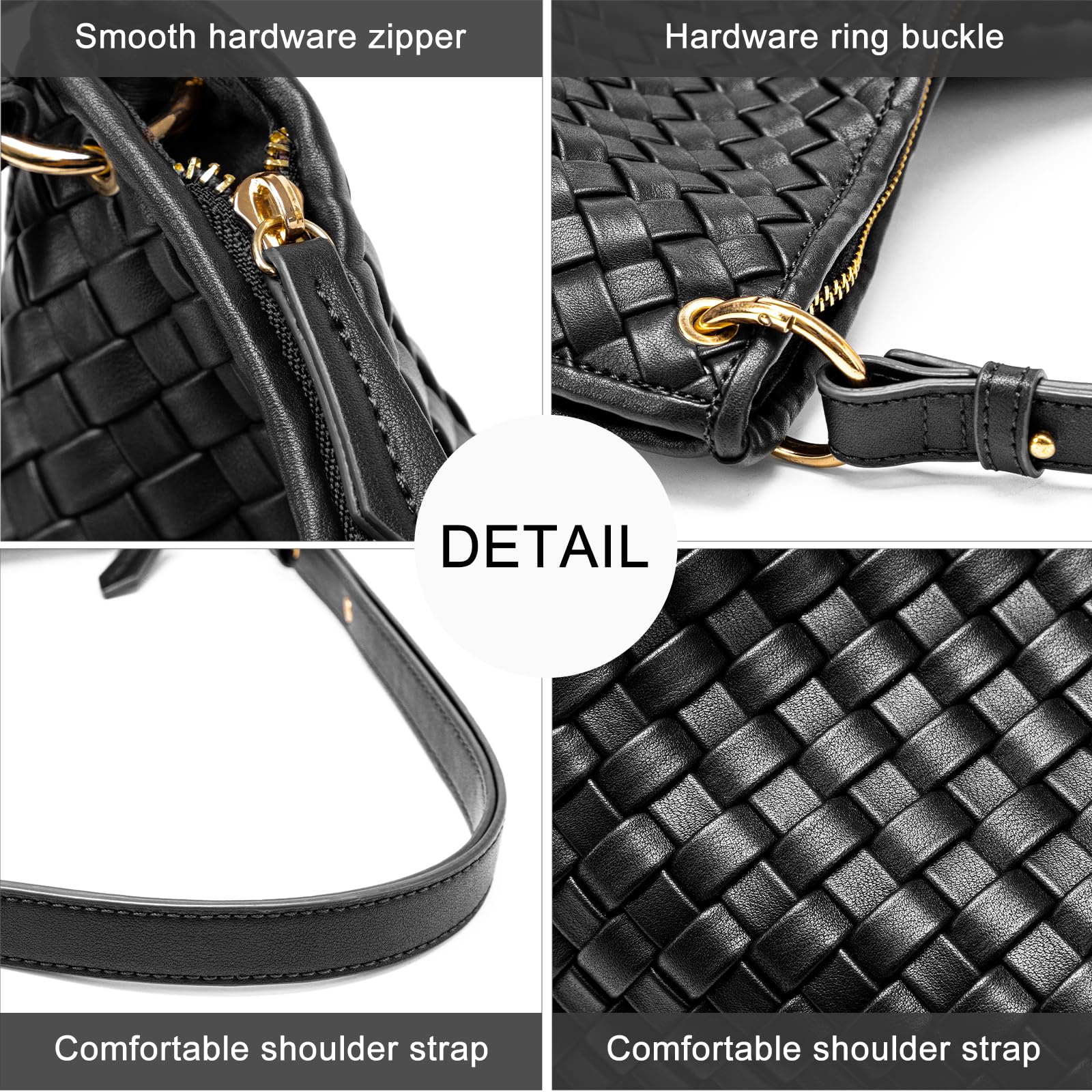 Stylish Woven Leather Shoulder Bag for Women - Fashionable Clutch & Small Handbag for Daily Use, Work, and Evening Events