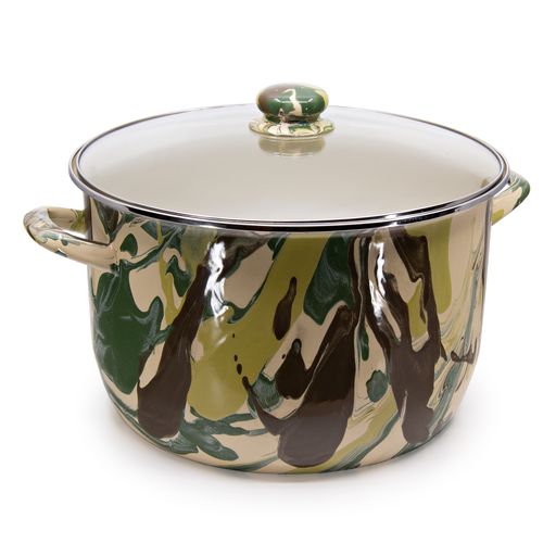 18 Quart Camouflage Enamel Stock Pot - Durable Camping & Outdoor Cooking Pot for Boiling, Stewing & Canning - Perfect for Camping Trips, Picnics & Home Kitchen Use