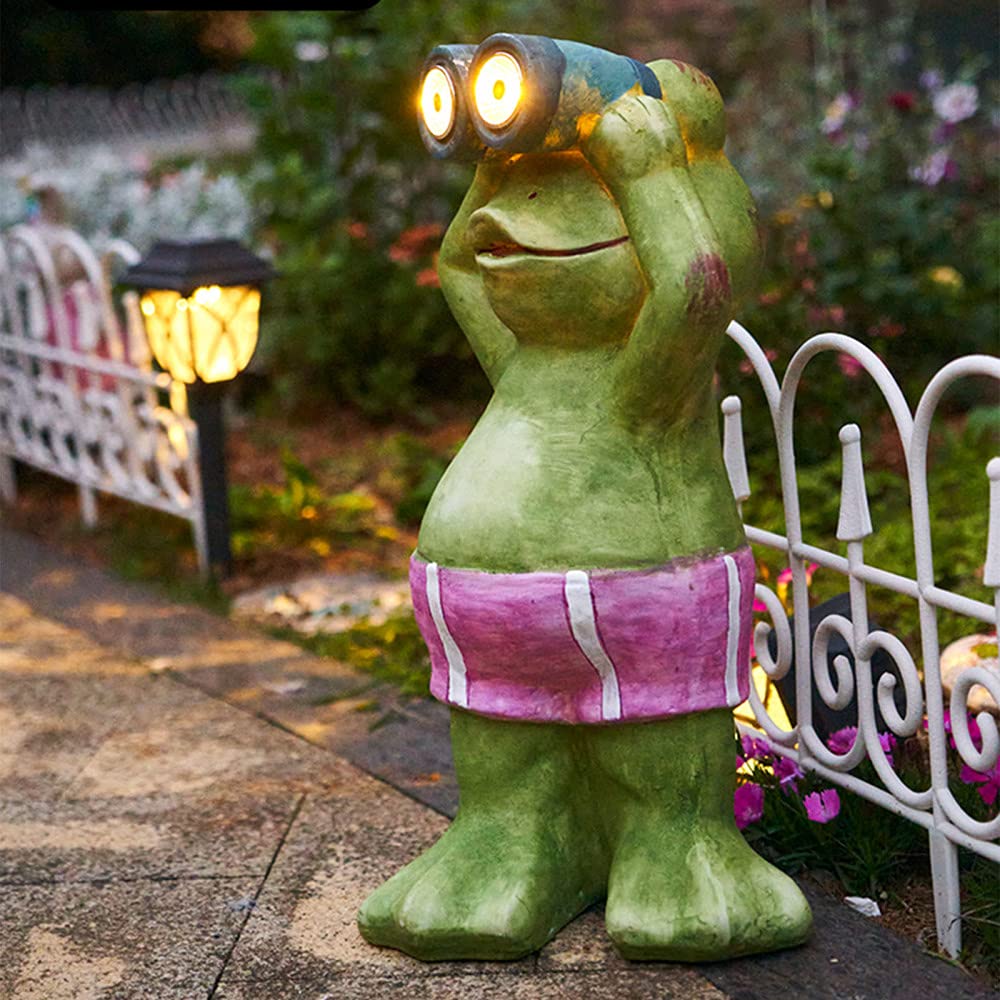 Solar Powered Zen Frog Garden Statue - 8.7 Inch Outdoor Meditation Decor with LED Lights, Resin Yoga Frog Figurine for Yard, Patio, and Zen Garden Decorations - Perfect for Outdoor Relaxation and Nighttime Ambiance